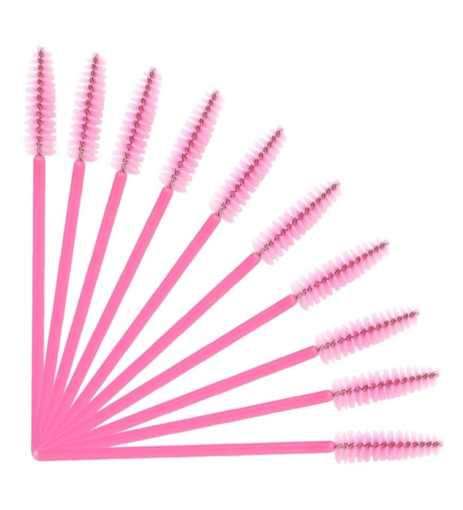 100 Pink Disposable Mascara Wands Eyelash Brush Spoolies for Eyebrow & Lash Extension - Buy Online on GoSupps.com