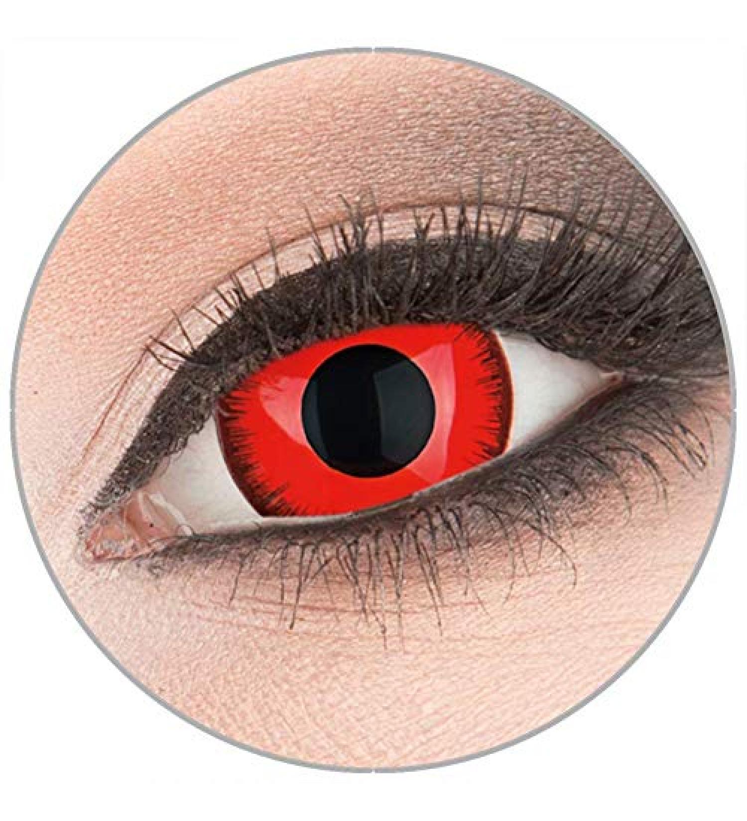 Colored 'Red Lunatic' 17 mm Mini Sclera Contact lenses from 'Evil Lens' to Fasching Carnival Halloween 1 pair of red crazy fun contact lenses with containers in top quality without strength