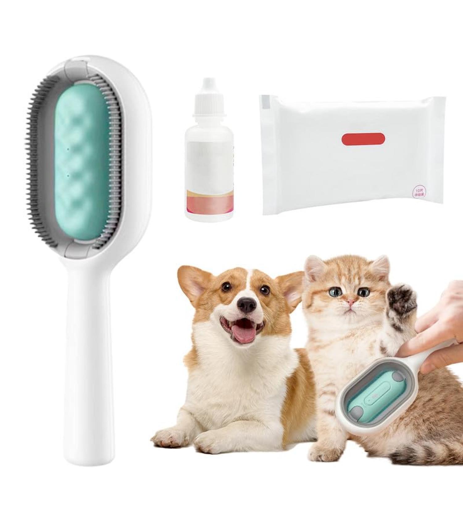 Essenzual Cat & Dog Hair Removal Brush with Water Tank - Includes 10 Dry Towels for Long-Haired Pets - Buy Online on GoSupps.com