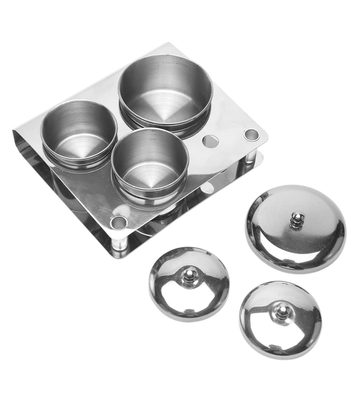 3PCS Stainless Steel Acrylic Nail Tips Dappen Dish Set - Nail Art Equipment Tools (Silver) - Buy Online on GoSupps.com