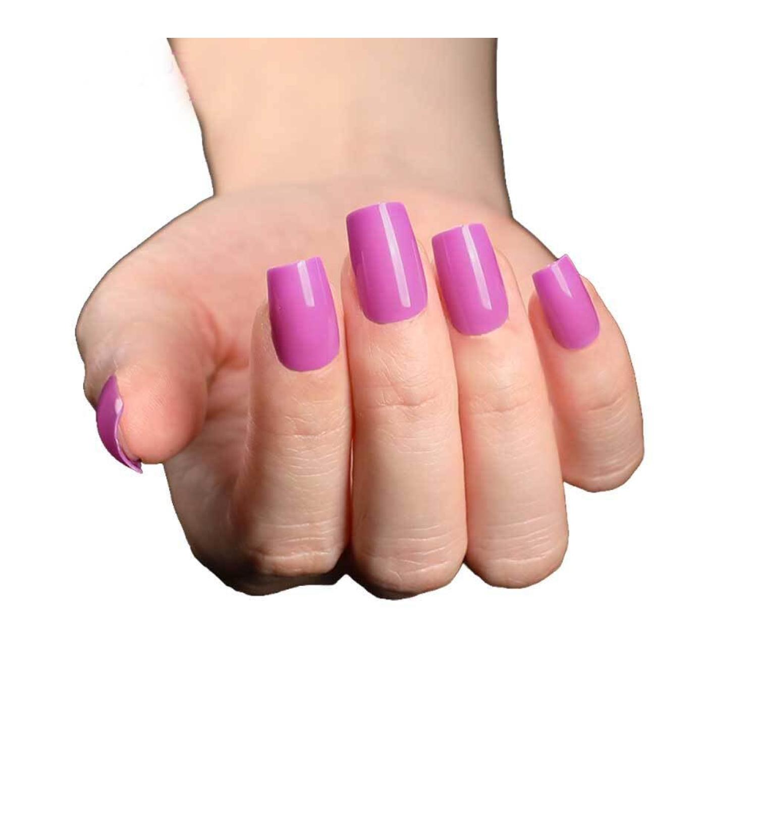 dijiusidy Medium Press-on Fingernails Scratch Resistant False Nail Set Wearable Strong Viscosity Adjustable Manicure Stickers Bright Purple - Buy Online on GoSupps.com