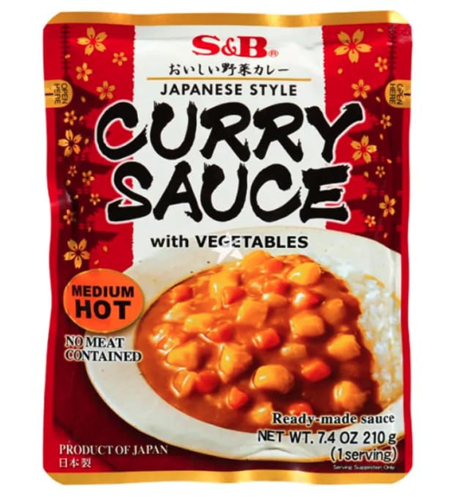 S&B Japanese Curry Sauce with Vegetables 210g (No Meat Contained) - Medium Hot Flavour - Buy Online on GoSupps.com
