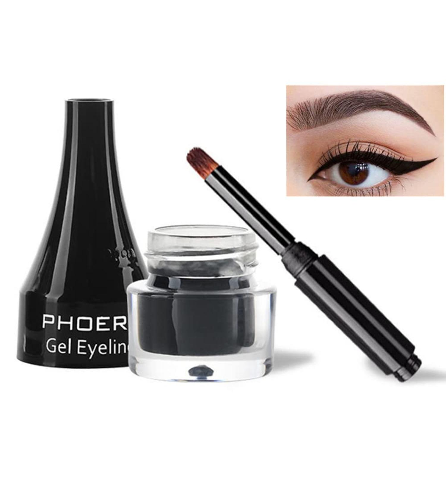 Go Ho Black Gel Eyeliner Pot | Matte Cream High Pigmented Eye Makeup with Brush | Smooth Matte Finish | Women's Gel Eye Liner 202 Black - Buy Online on GoSupps.com