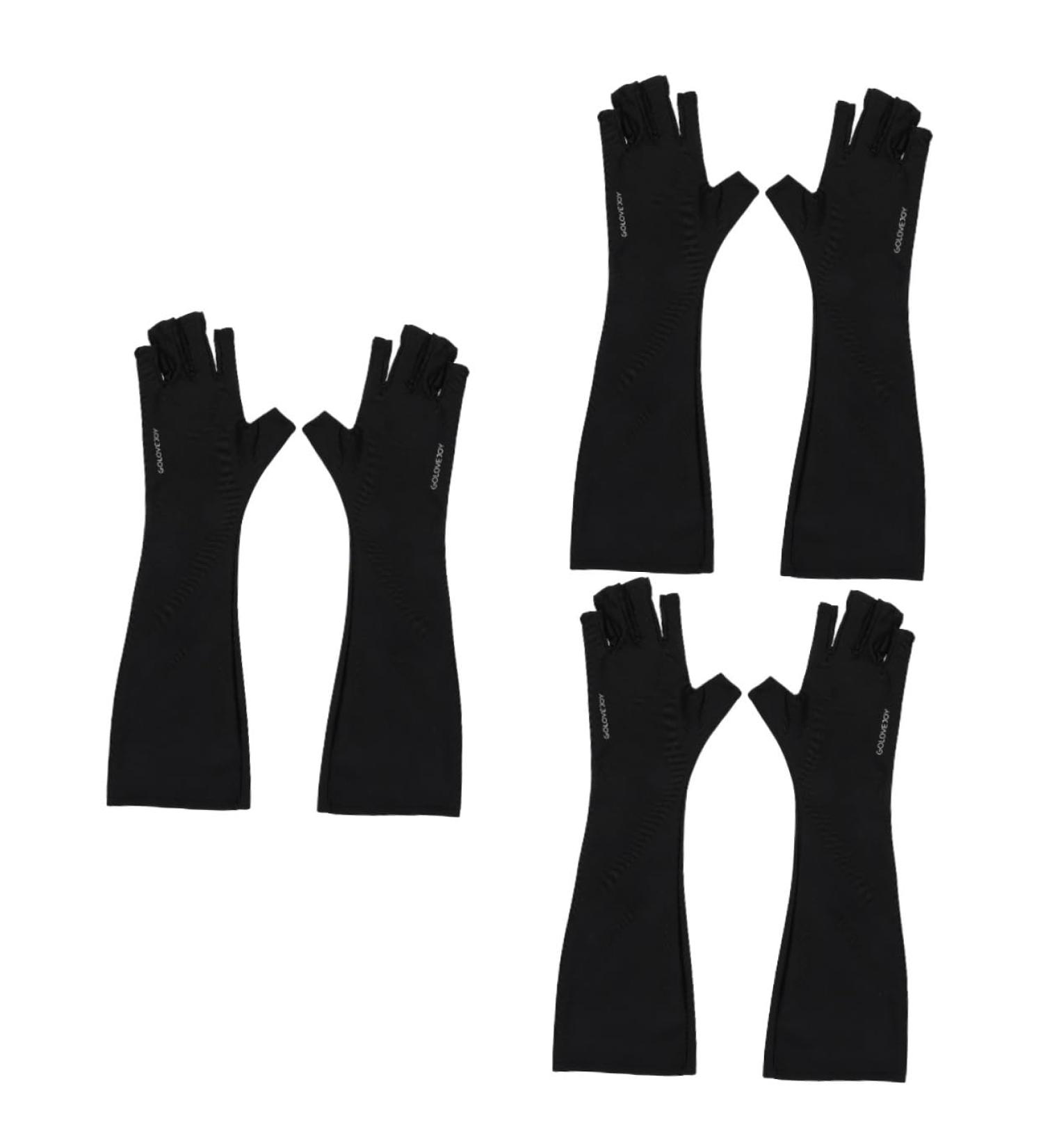 Healeved 3 Pairs Nail Gloves Fingerless Sun Gloves Sun Protection Gloves Fingerless Manicure Gloves Manicure Gloves Oveglove Fingerless Gloves Gauntlet Polyester Mj03 Gel -black - Buy Online on GoSupps.com