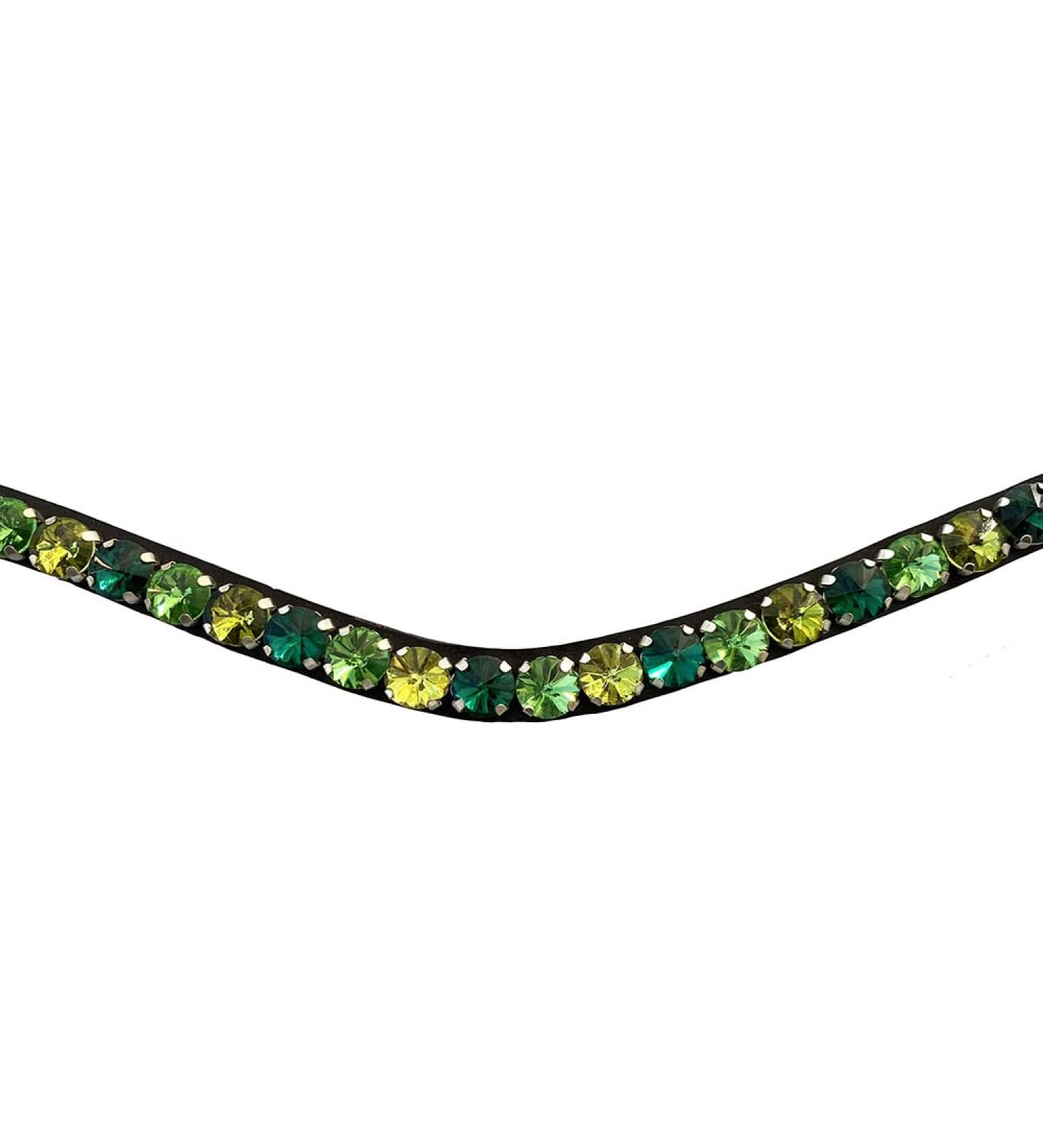 Leone Equipment Herring Strap Horse Headband - Glitzer Bridle for Warmblood Thoroughbred & Pony - Green Dark Brown Leather - Buy Online on GoSupps.com