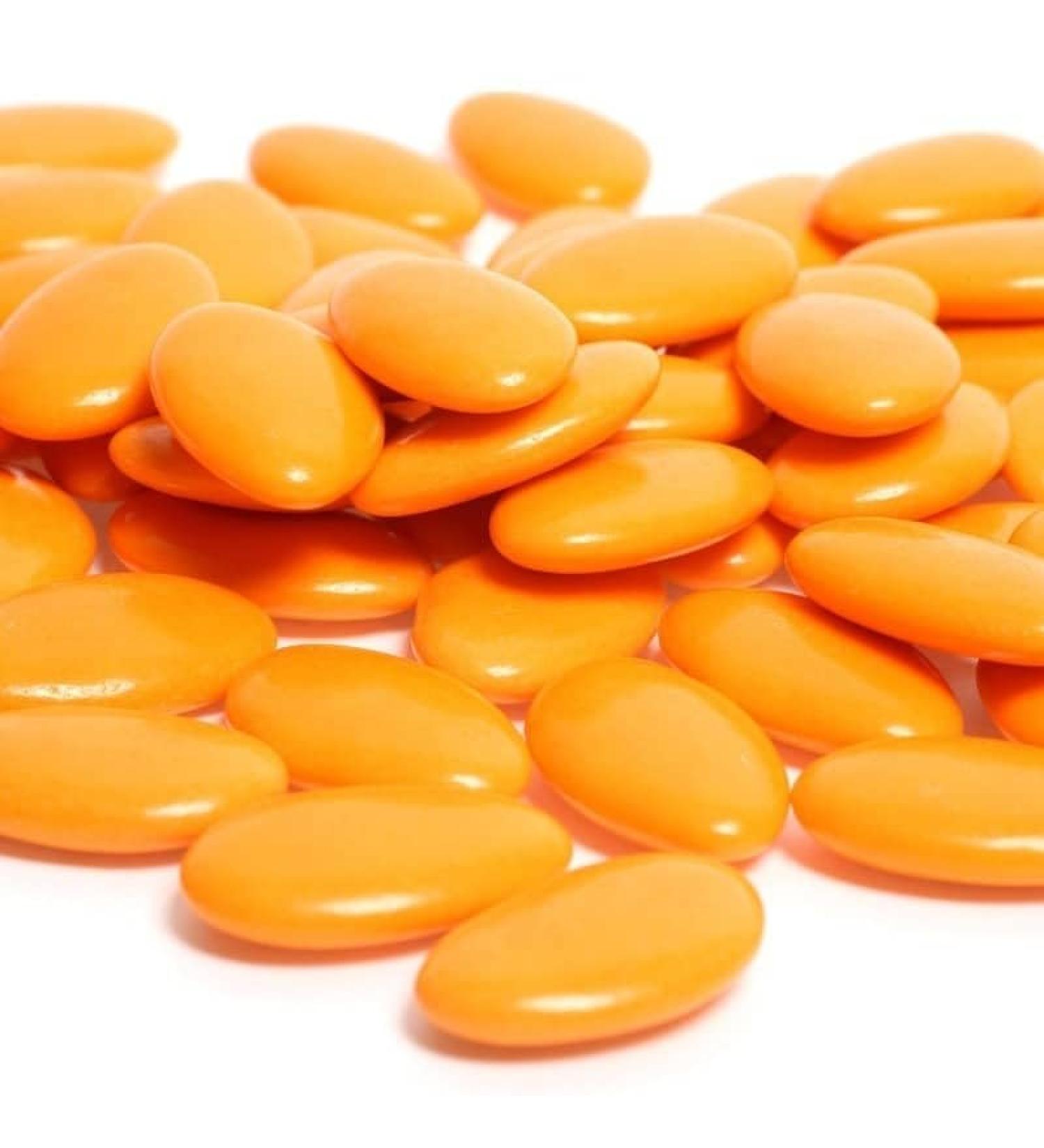 500g bag of CHOCOLATE sugared almonds - Bright orange