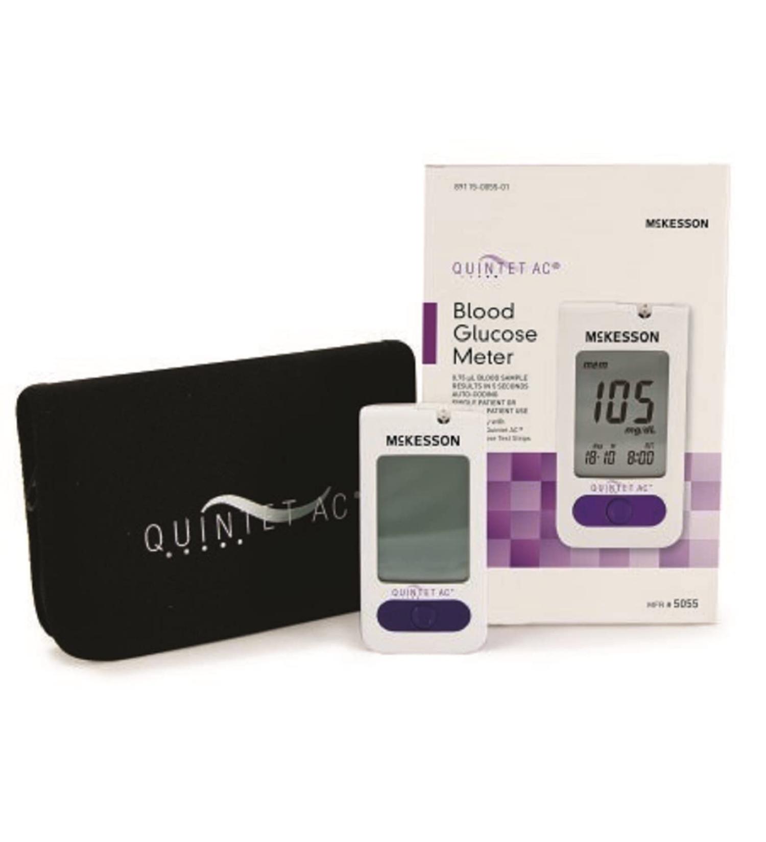 QUINTET AC Blood Glucose Meter 5 Second Results Stores Up to 500 with Date and Time Auto Coding  5055