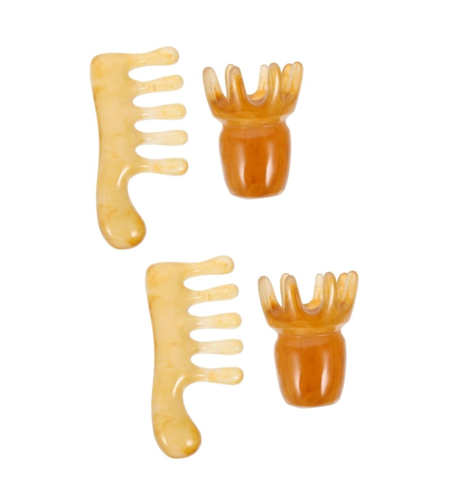 Fomiyes 4-Piece Resin Massage Comb Set | Gua Sha Scalp Massager & Anti-Static Hair Tool for Deep Relaxation - Buy Online on GoSupps.com