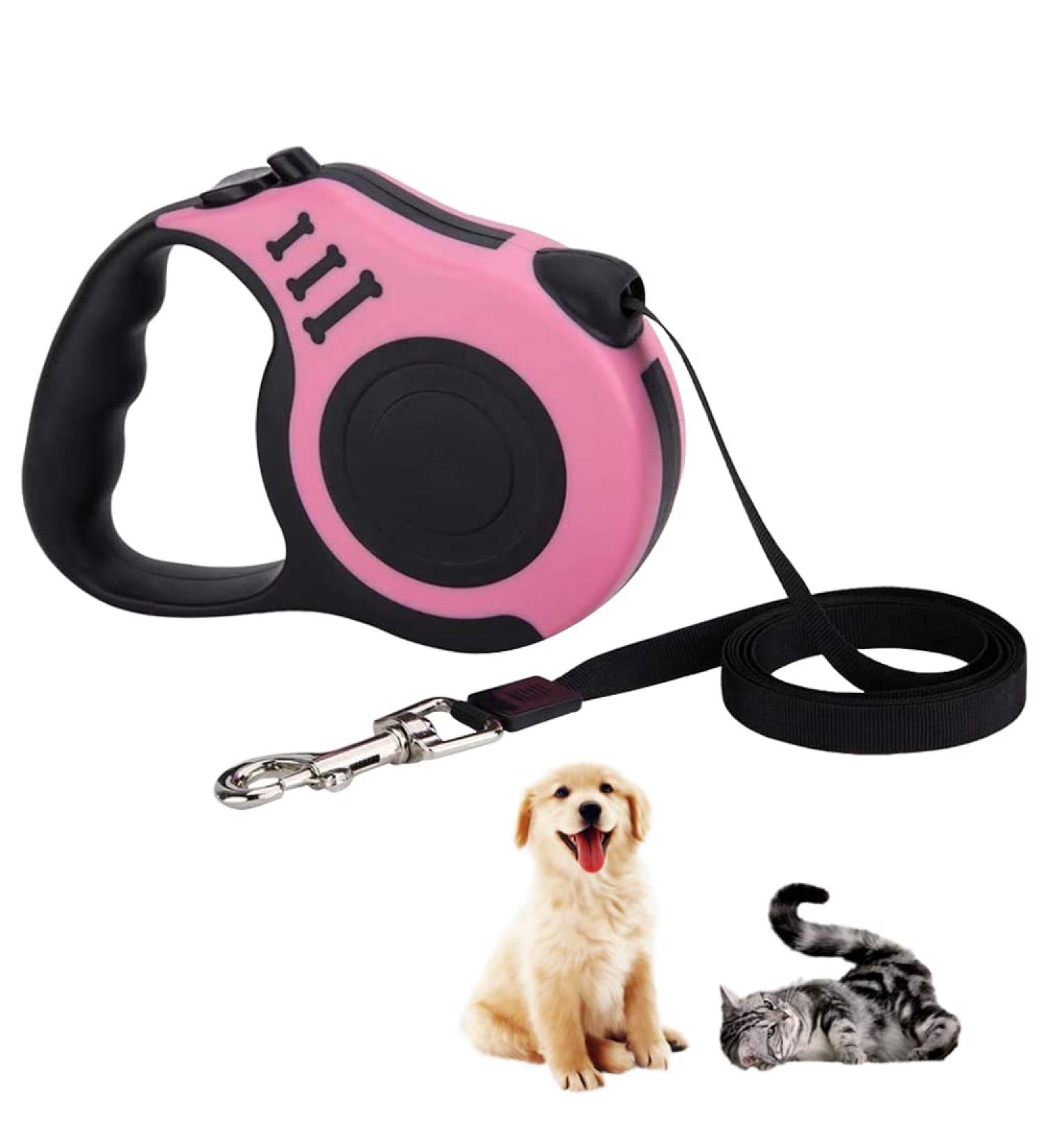 Retractable Dog Leash - 3m Extendable Pink Leash for Small Medium & Large Dogs | Durable & Stylish - Buy Online on GoSupps.com