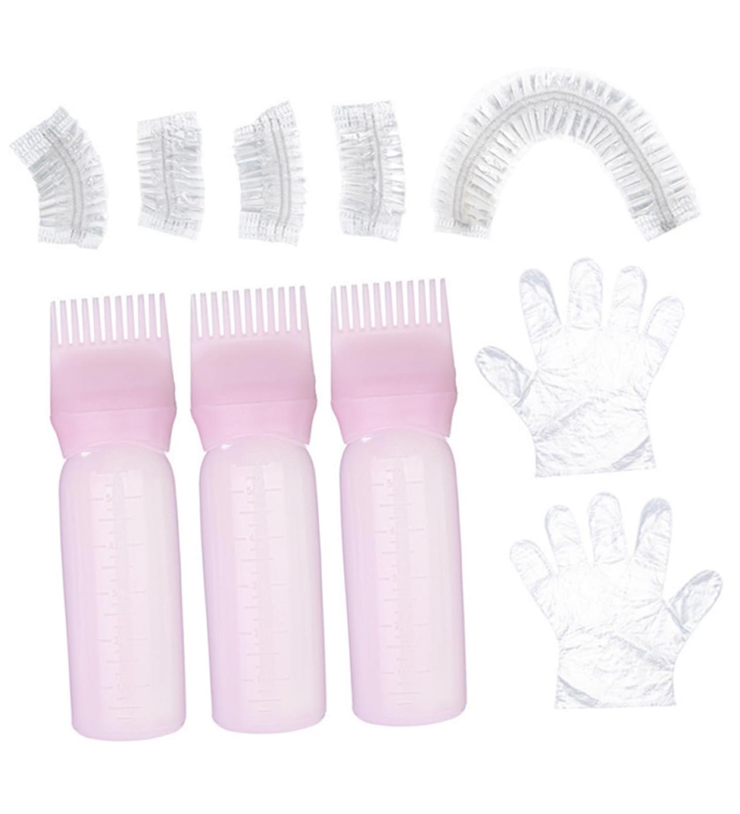 FRCOLOR 1 Set Plasticard Plasticade Hair Bleaching Tool Flexible Applicator Hair Oil Hair Dye Kit Hair Dye Tools Root Comb Applicator Bottle Hairstyling Gloves Hair Bleach Kit 6.9x4.8cm Pink - Buy Online on GoSupps.com