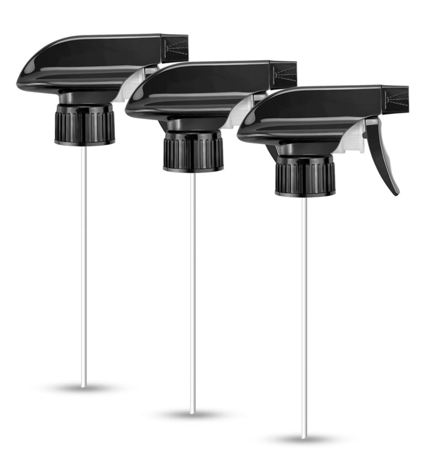Replacement Spray Bottle Nozzle - Black Sprayer Head for 8oz/16oz Glass Bottles - 3 Pack Mist Stream Sprayers for Home Kitchen Garden & Office - Buy Online on GoSupps.com