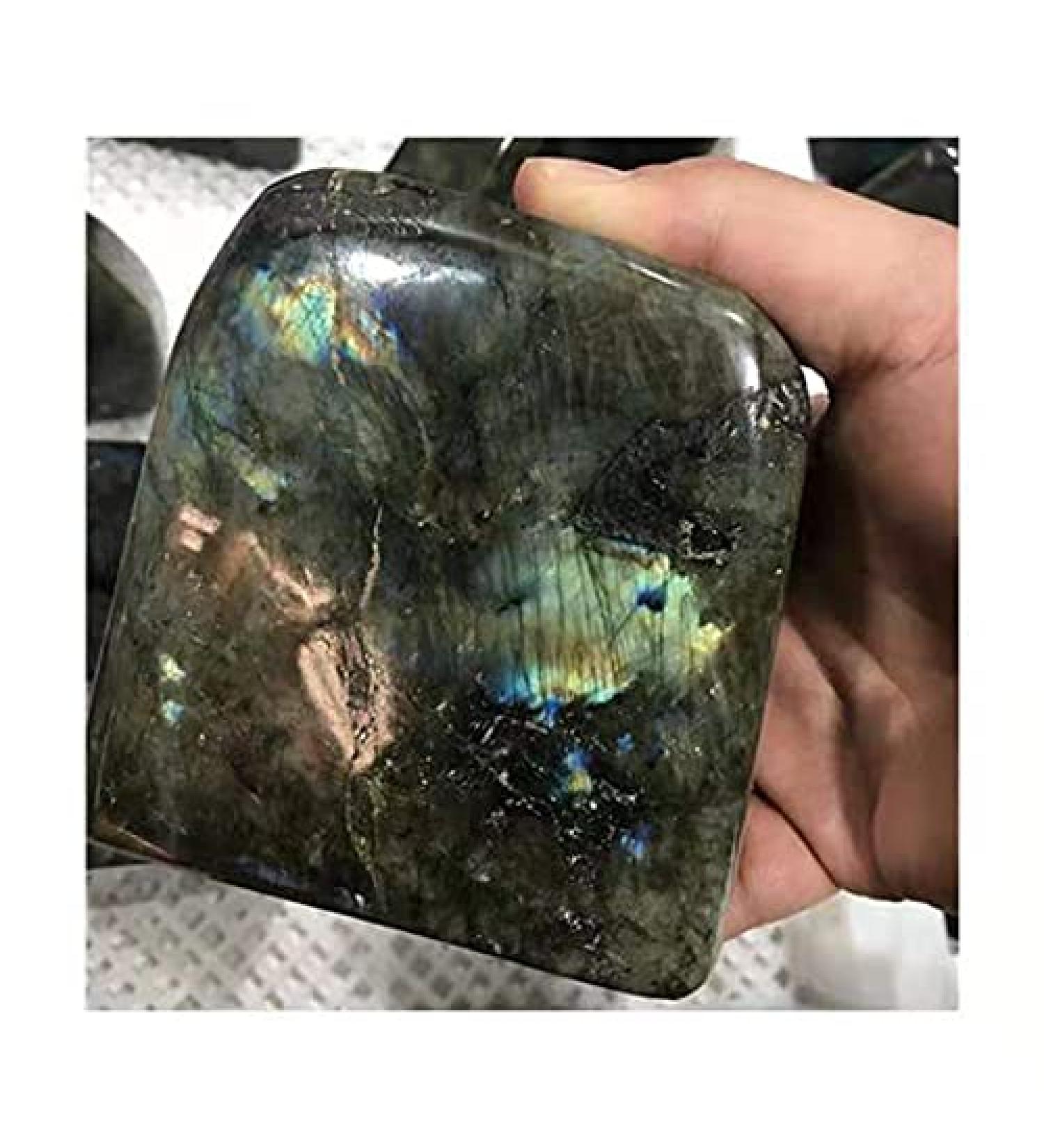 1pc Polished Minerals Natural Blue Flash Labradorite Stone Crystal Ornaments for Reiki 600-700g Stone Mineral Specimen - Buy Online on GoSupps.com
