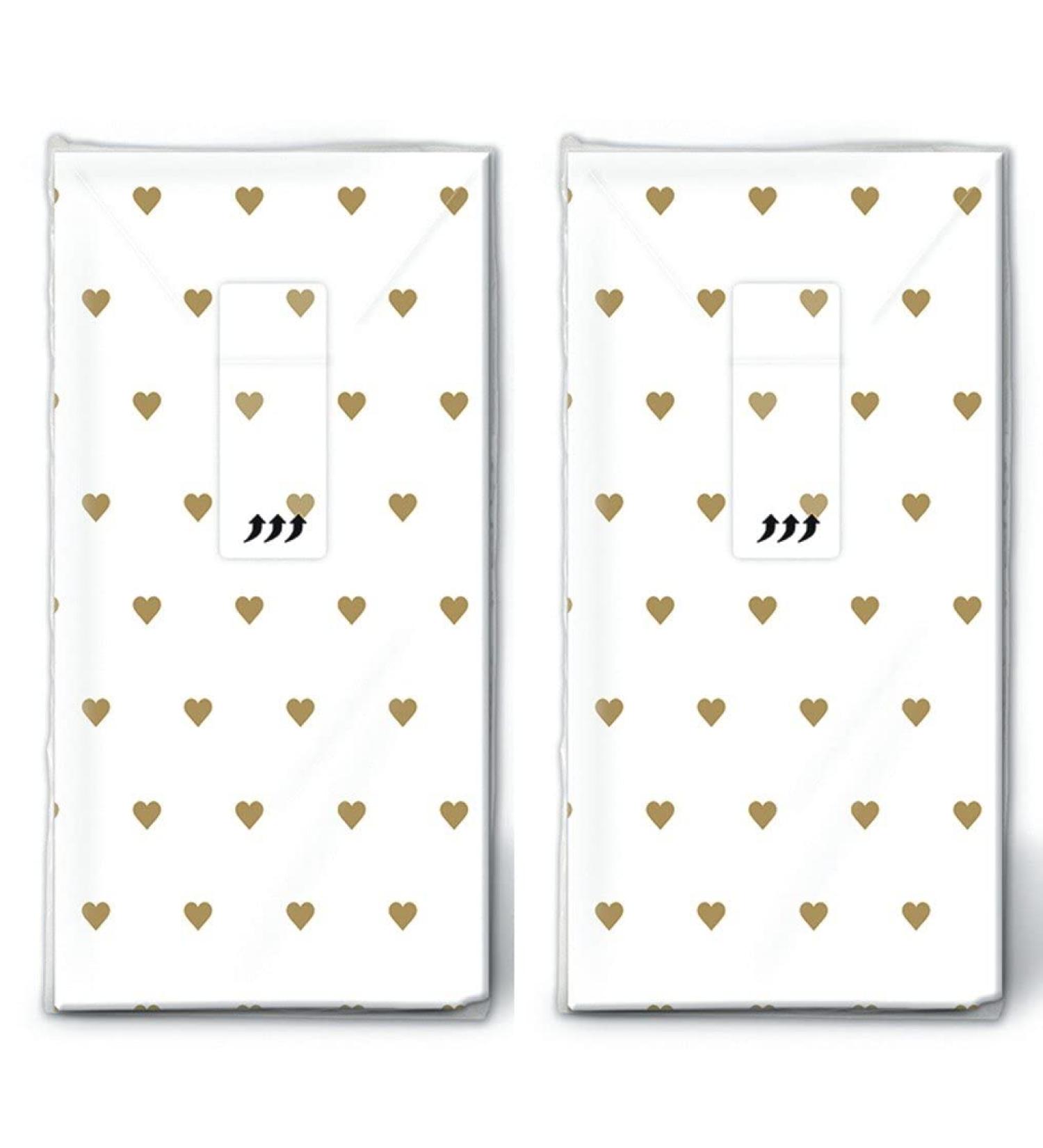 20 handkerchiefs (2x 10) Small hearts gold / hearts / wedding / tears of joy gold 10 pieces (pack of 2)