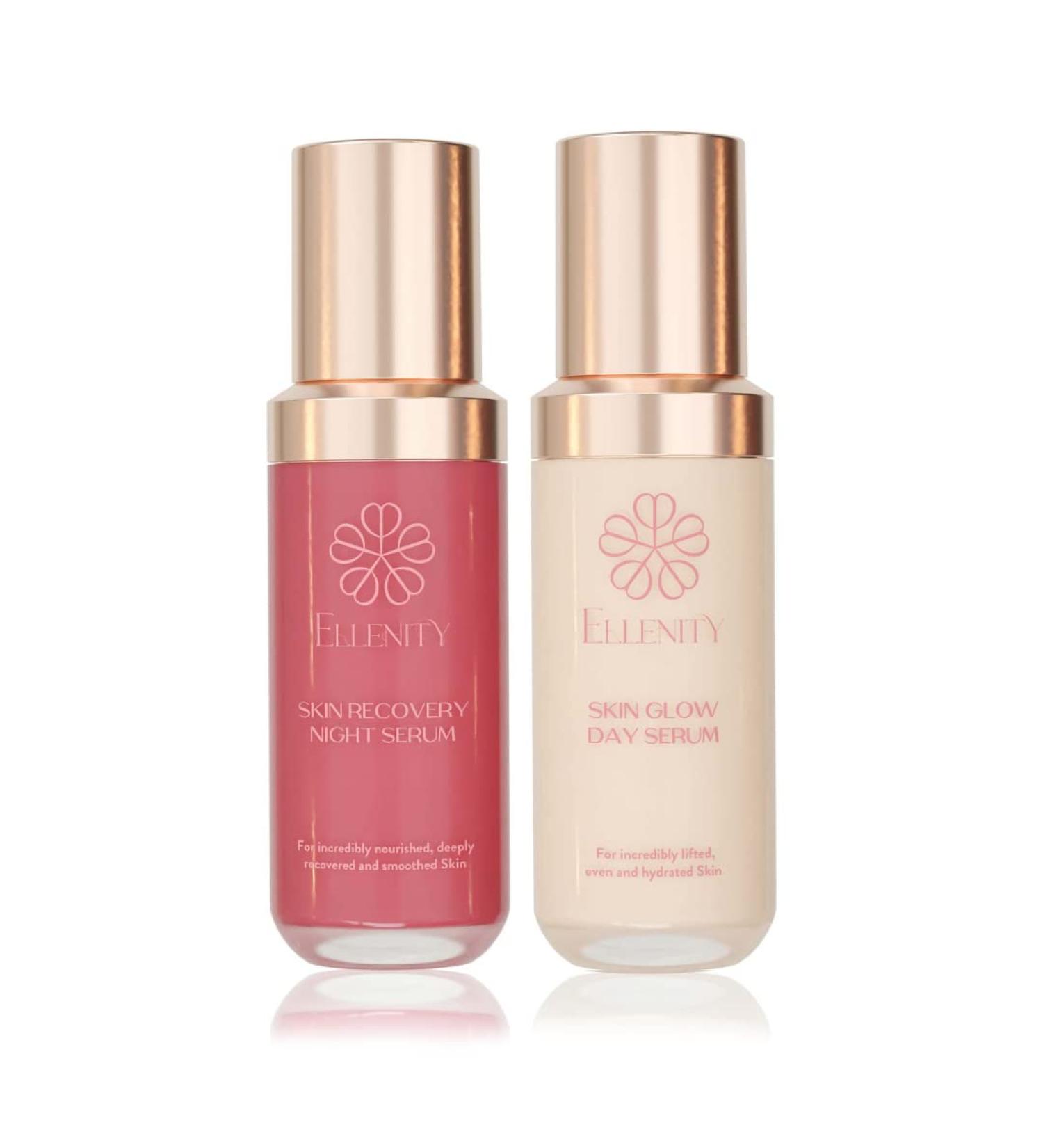 Ellenity s Antiaging Day & Night Collagen Booster Set with highly concentrated hyaluronic acid & awardwinning active ingredients for tight hydrated and radiant skin Swiss Made Vegan 2 x 30ml - Buy Online on GoSupps.com