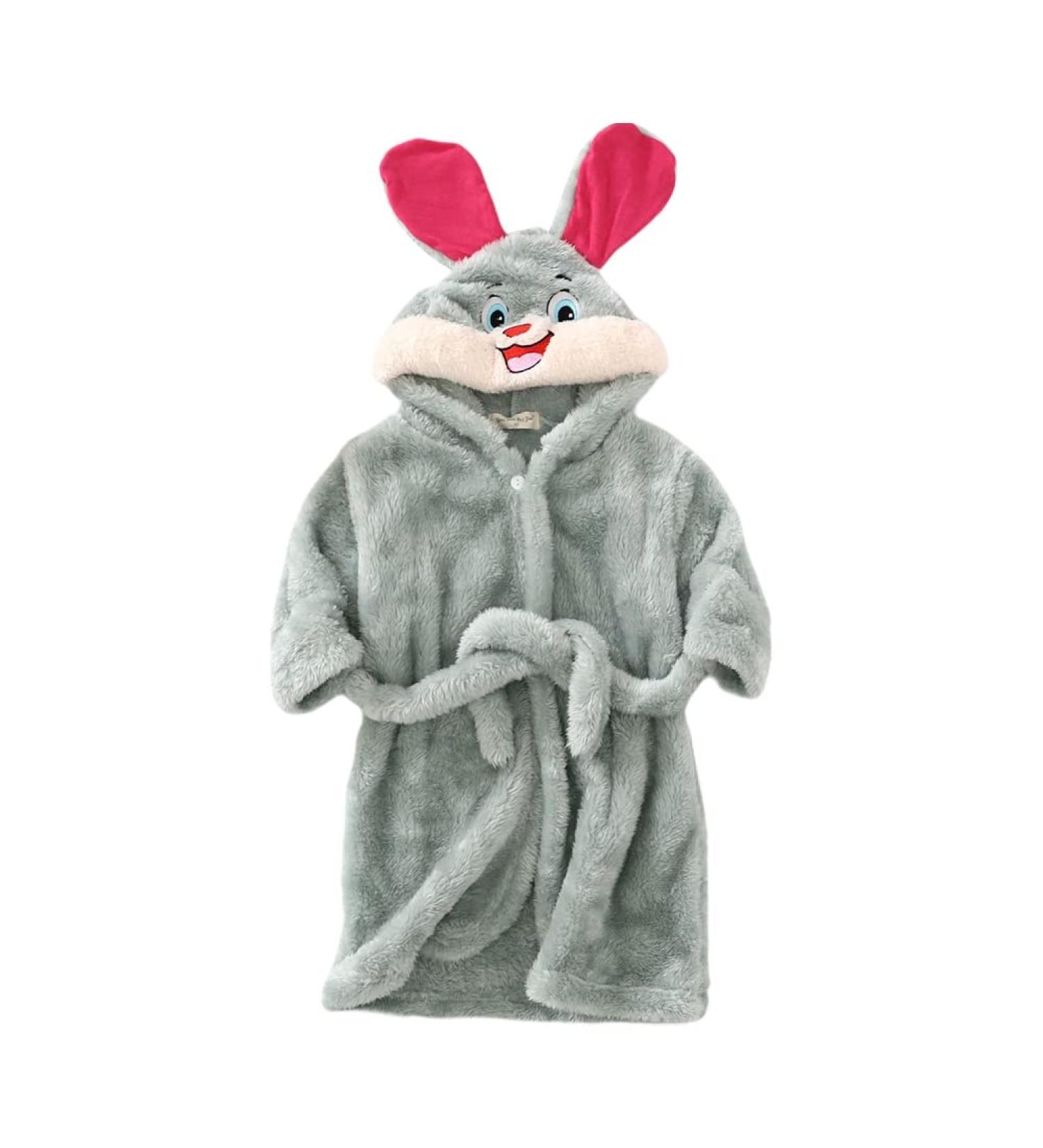 Miyanuby Soft Flannel Baby Bathrobe - Animal Hoodie Nightwear for Kids 5-6 Years - Perfect Gift for Boys & Girls (Green Rabbit) - Buy Online on GoSupps.com