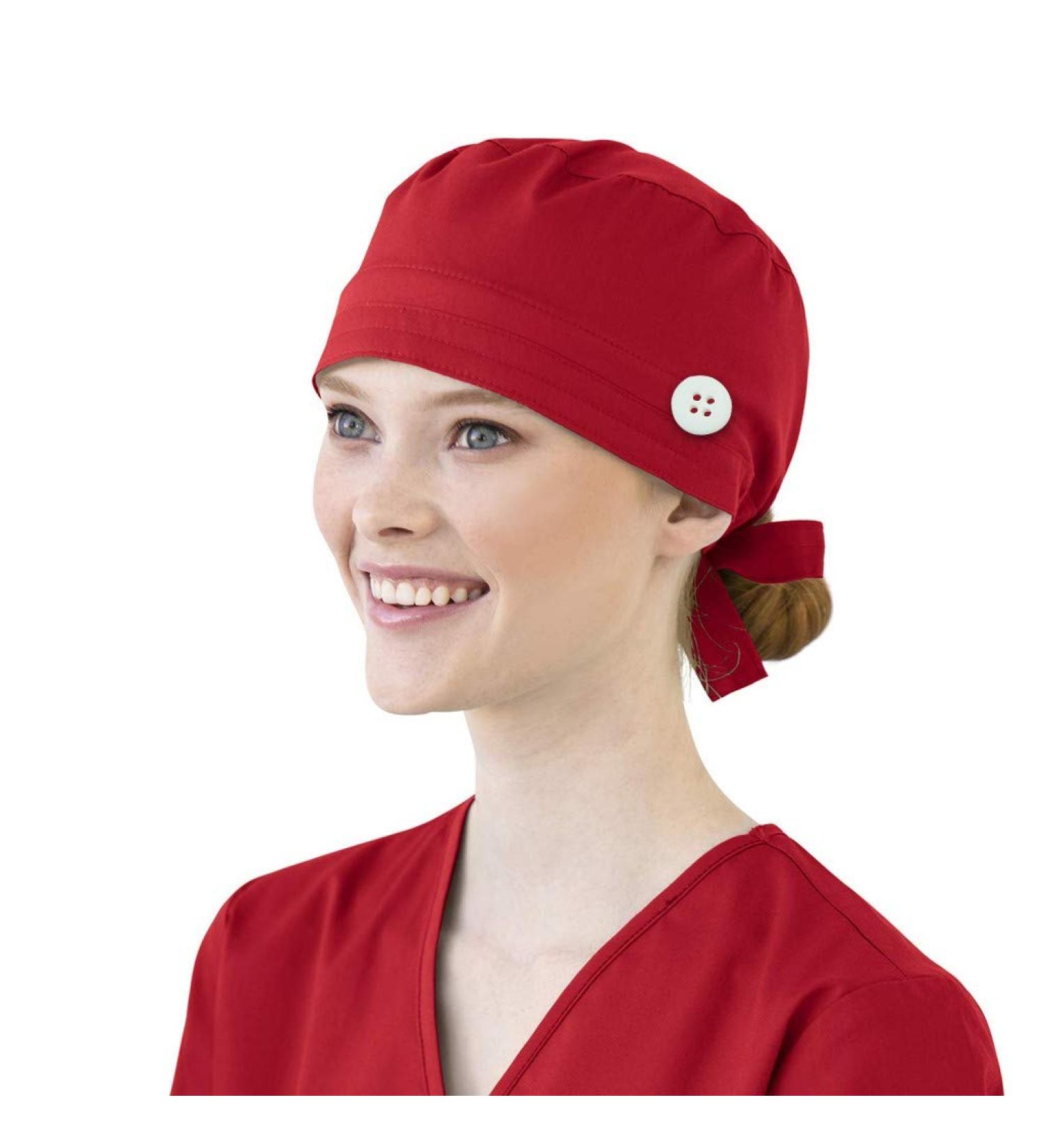 Adjustable Mifelio Scrub Cap - Red | Cotton Sweatband for Women & Men - Buy Online on GoSupps.com
