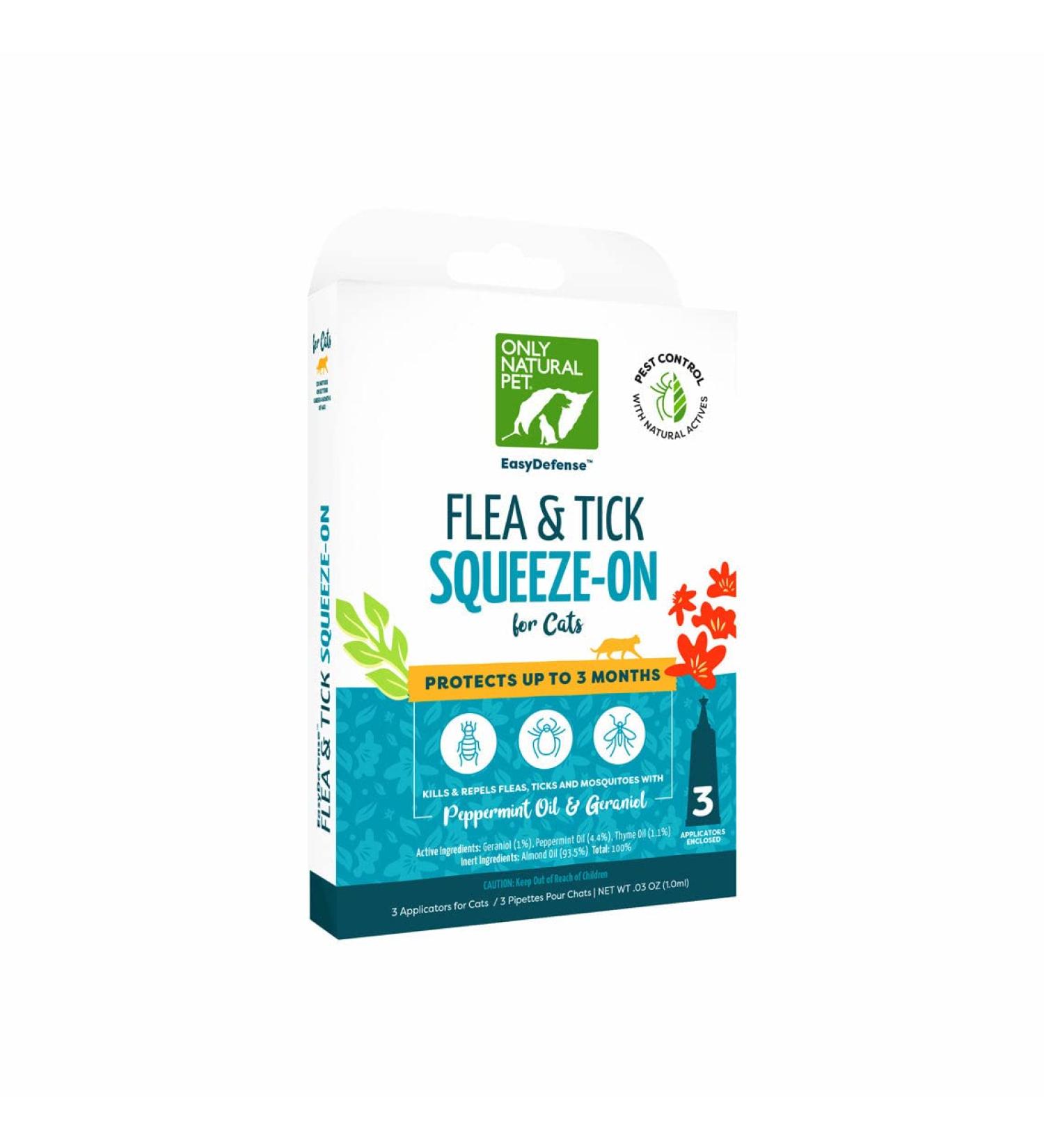 Natural Flea and Tick Prevention for Cats - EasyDefense Squeeze-On Drops - 3 Months Supply - Buy Online on GoSupps.com
