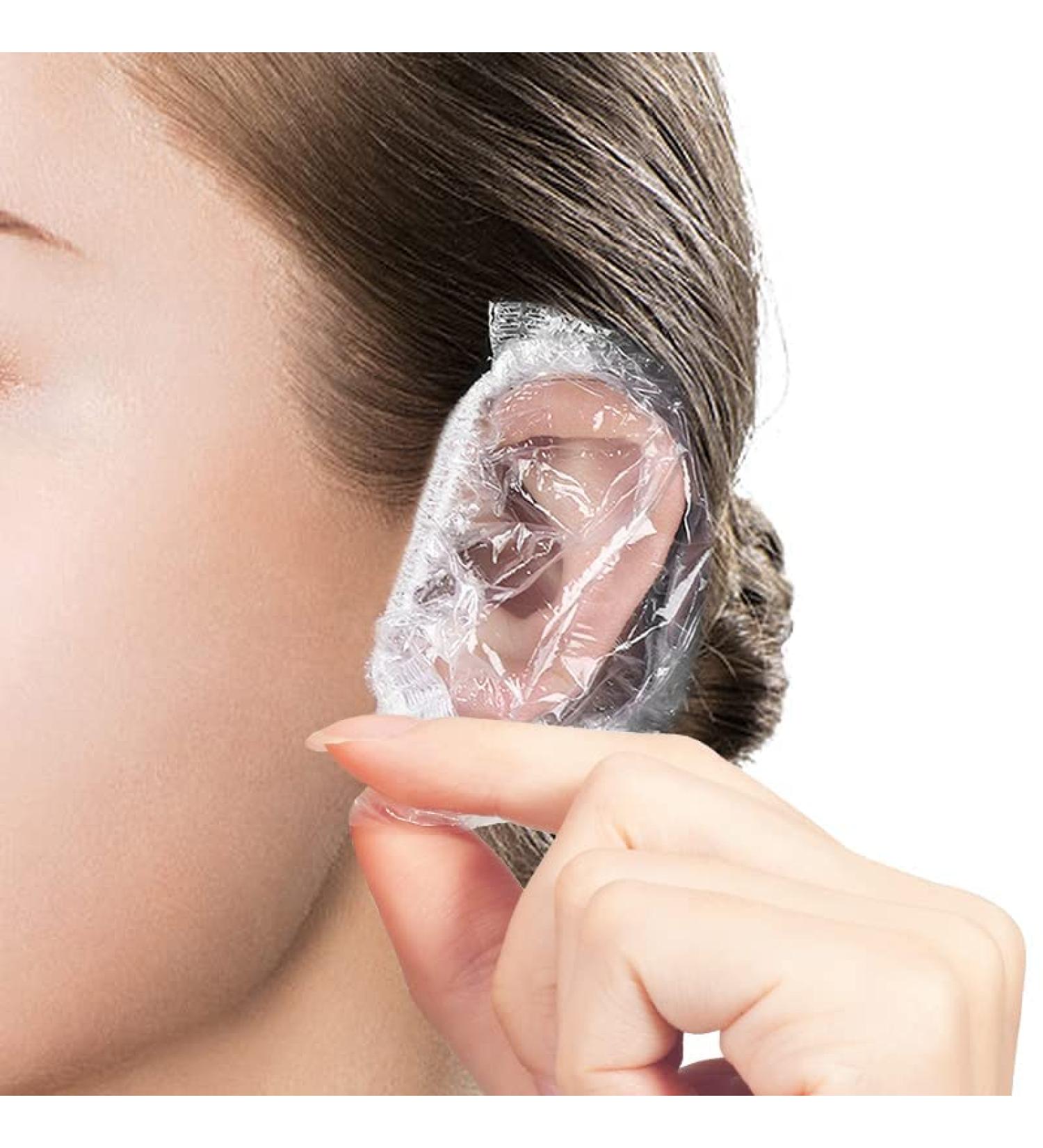 200 Pack Disposable Ear Covers for Shower - Waterproof Plastic Ear Protectors - 15cm Ear Shower Caps for Hair Dye - Buy Online on GoSupps.com
