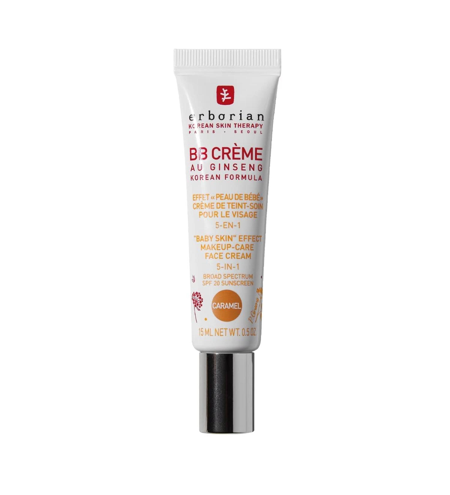 Erborian BB Ginseng Cream - Foundation Covering Blemishes and Foundation Effect "Baby Skin" - 5-in-1 Korean Cosmetic Cream for Face SPF 20 - Caramel - 15 ml - Buy Online on GoSupps.com