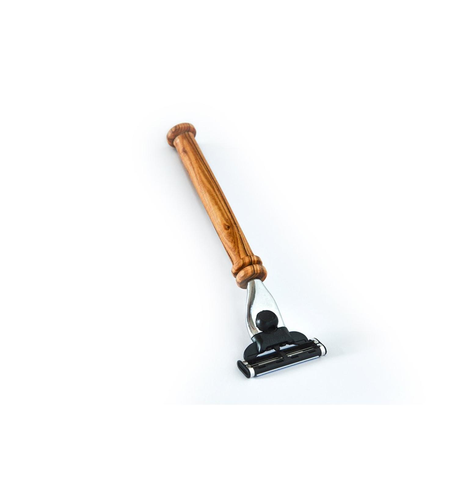 DOM wet razor type "K2" with elegant handle made of natural olive wood "M3" (without gift box)