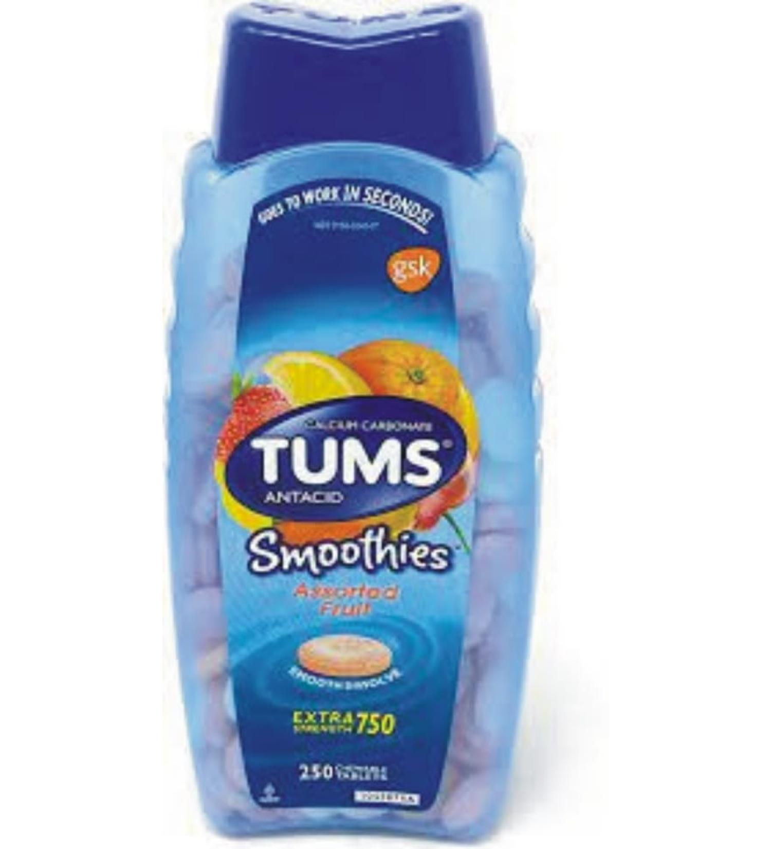 TUMS Extra Strength Smoothies 250 Chewable Tablets