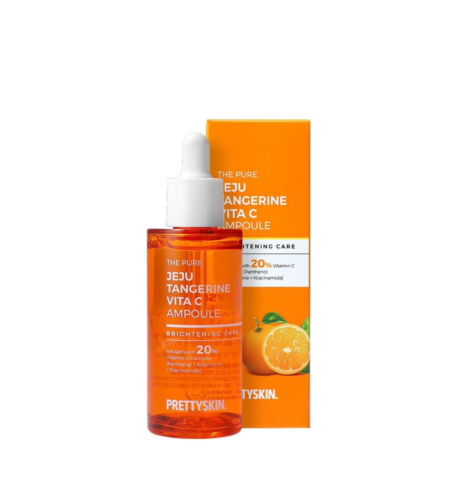PS.PRETTYSKIN Jeju Tangerine Vitamin C Ampoule 52ml | Hydrating & Soothing Korean Skincare with Panthenol Adenosine & Niacinamide - International Shipping - Buy Online on GoSupps.com