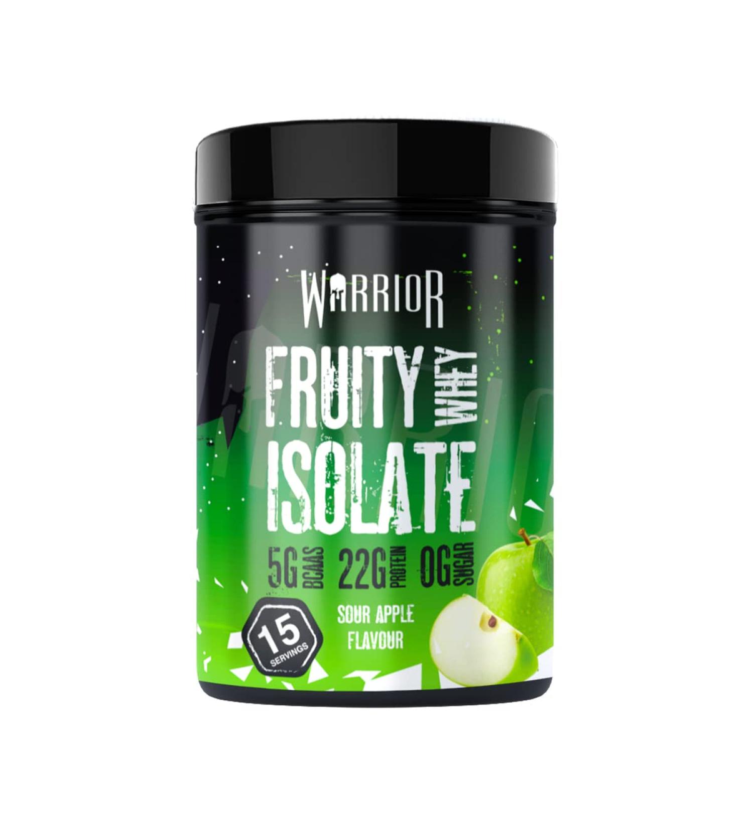 Warrior Fruity Clear Whey Isolate Protein Powder - Sour Apple Flavor | Rapid Digesting, Low Sugar, 15 Servings | Post Workout Drink - Buy Online on GoSupps.com