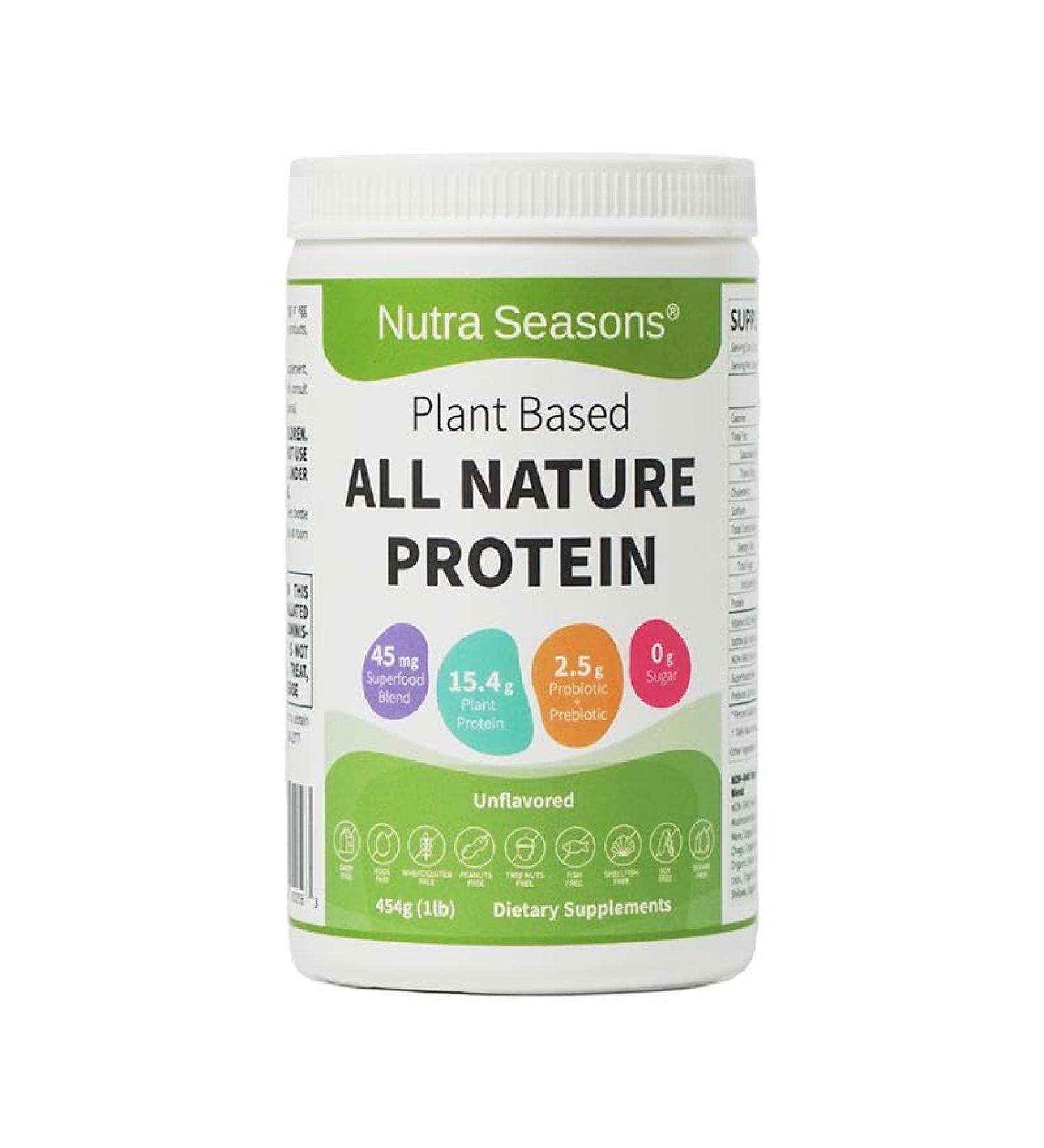 Nutra Seasons Plant Based All Nature Protein Powder with Mushroom Blend Superfood Blend Prebiotic & Probiotic Blend Vitamin B12 and Iodide Tasty and Great for Energy Gut Health Daily Vitality - Buy Online on GoSupps.com