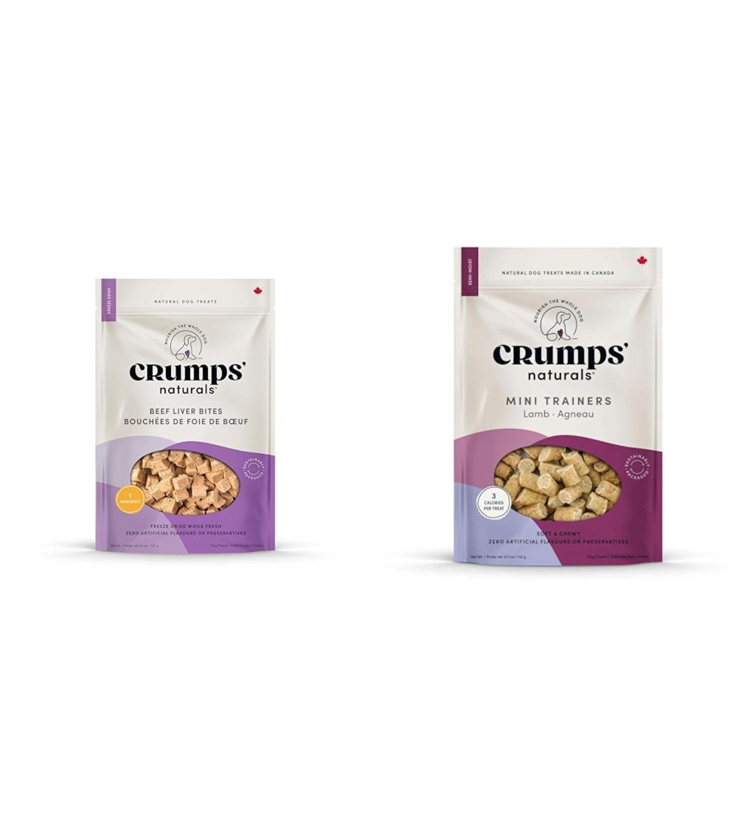 Crumps' Naturals Beef Liver Bites for Pets 5.5 -Ounce & Crumps Naturals Mini Trainers Lamb (semi-Moist) 4.7oz - Buy Online on GoSupps.com