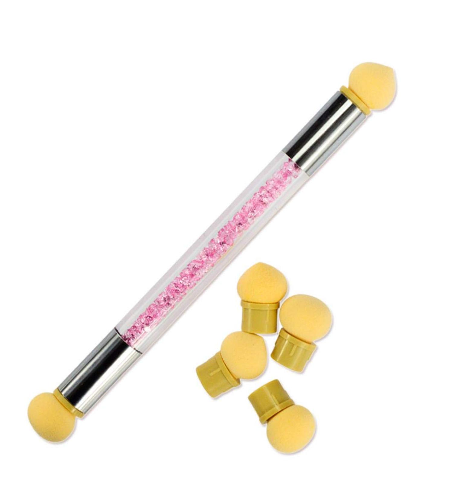 Professional Double-Ended DIY Gradient Pen Crystal Acrylic Handle Shading Pen Nail Art Tools with 4 Sponge Replacement - Buy Online on GoSupps.com