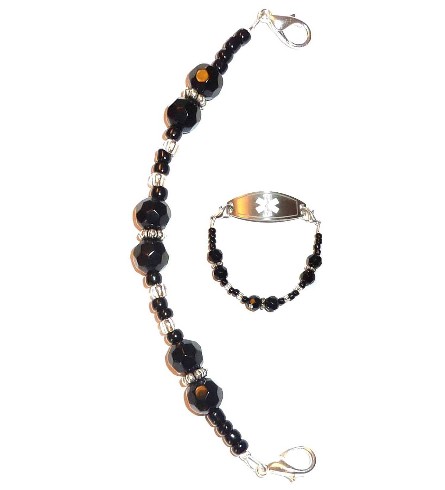 Buy Hidden Hollow Beads 6 Women's Medical Alert ID Interchangeable Bracelet - Black | Vital Info Tag for Safety - Buy Online on GoSupps.com