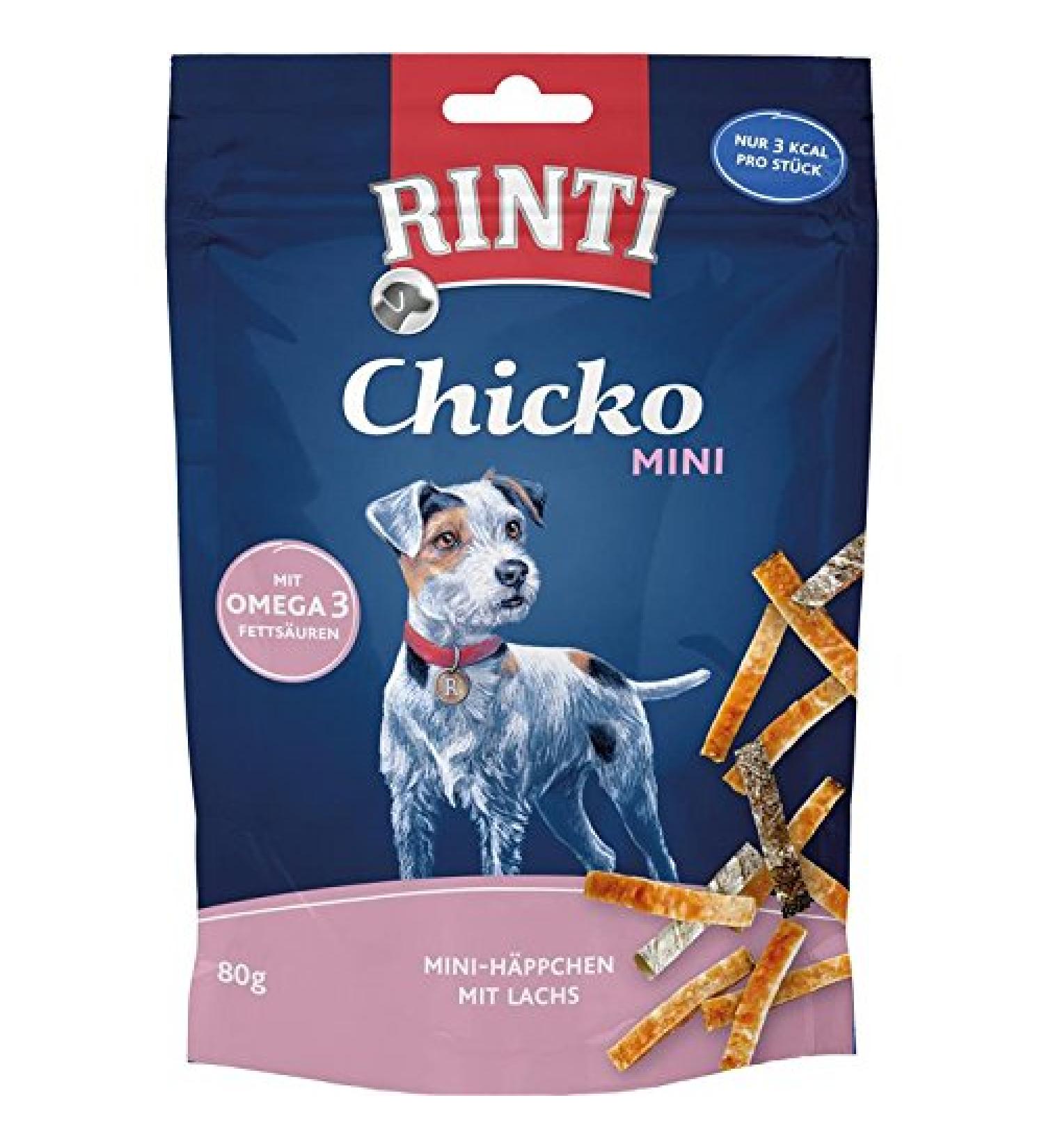 Rinti Chicko Mini bouchées with salmon - 12 x 80 g dog snack