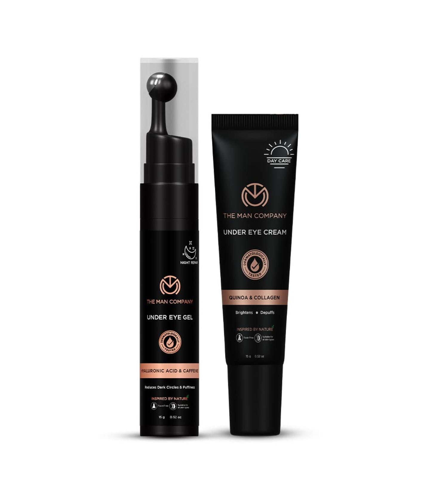 Buy The Man Company Wear Care: Under-Eyes Cream & Gel Set | Cooling Roller | Depuffing | Dermatologically Tested | For All Skin Types | International Shipping - Buy Online on GoSupps.com