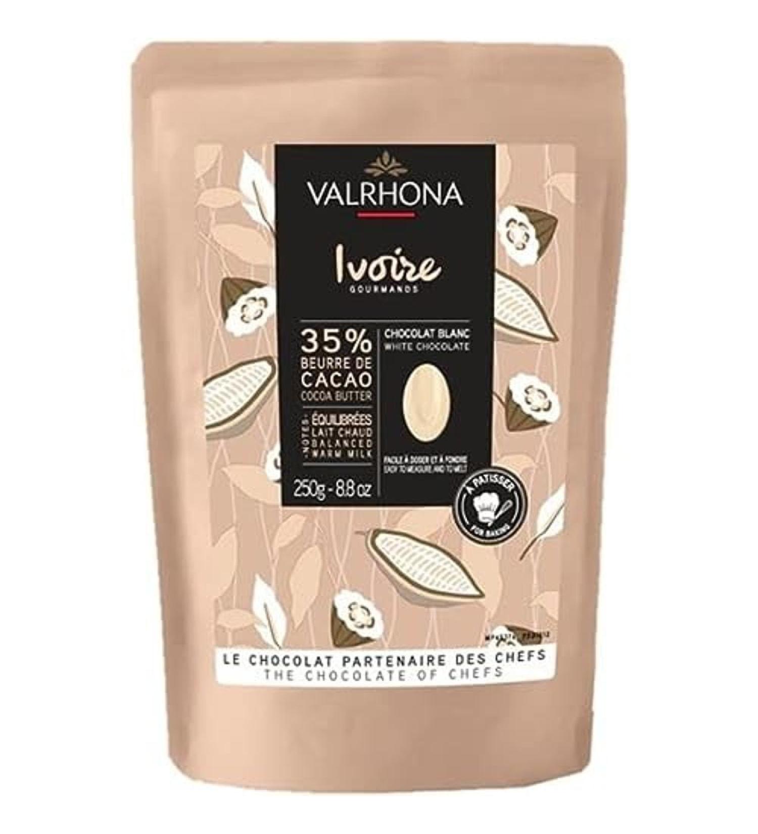 VALRHONA White Chocolate Drops Blanc Ivoire 35% 250 g