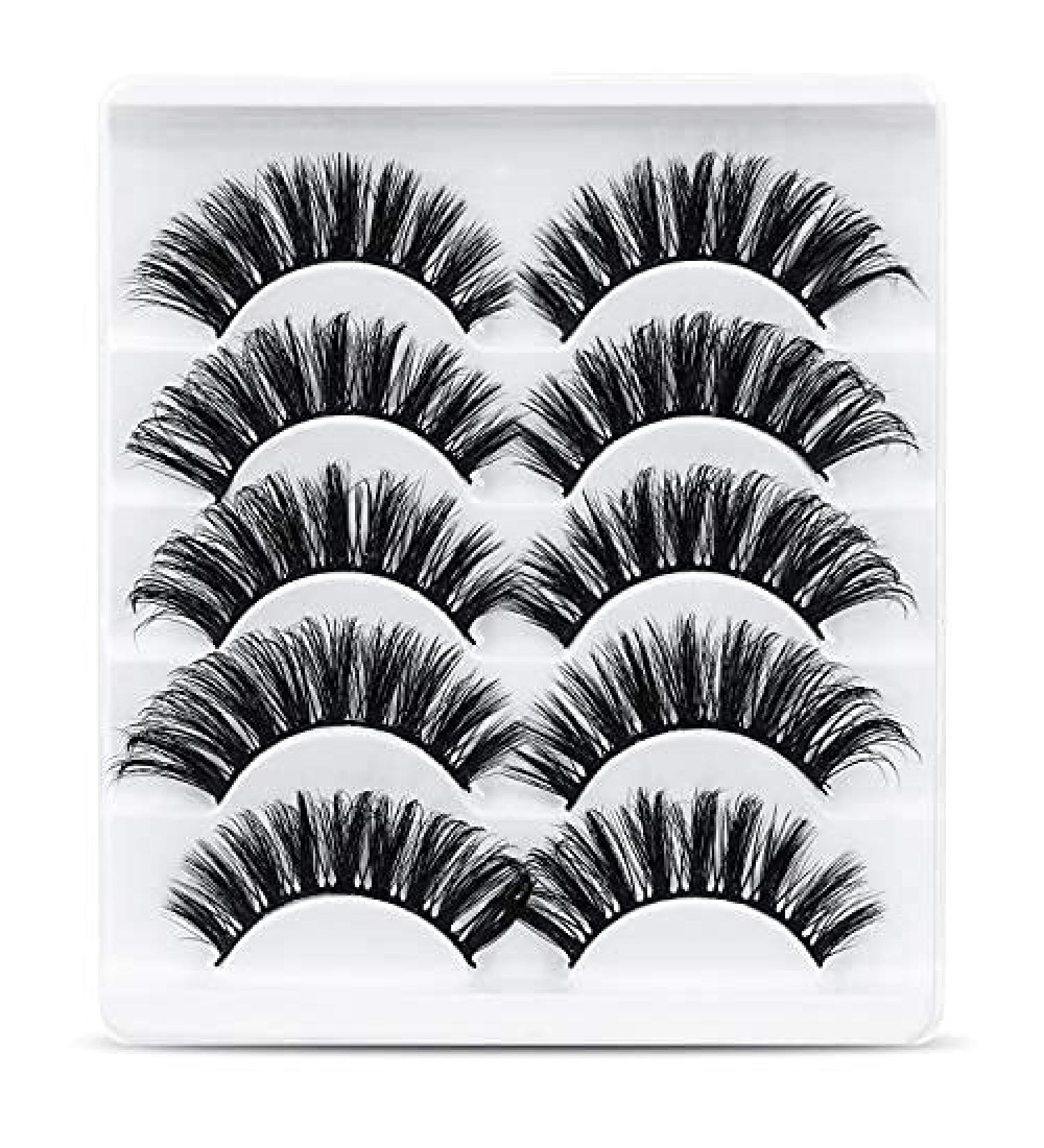 Uraqt 3D False Eyelashes - 5 Pairs of Natural Thick Fluffy Eyelashes for Stunning Eye Makeup - Curl & Length | Black (52) - Buy Online on GoSupps.com