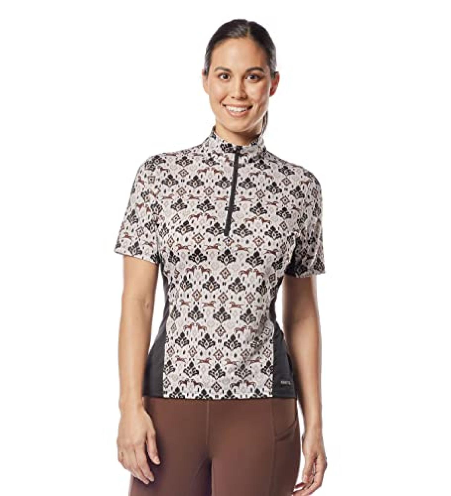 Kerrits Always Cool Ice Fil Short Sleeve Shirt - Tan Painted Horse/Black Large - Buy Online on GoSupps.com