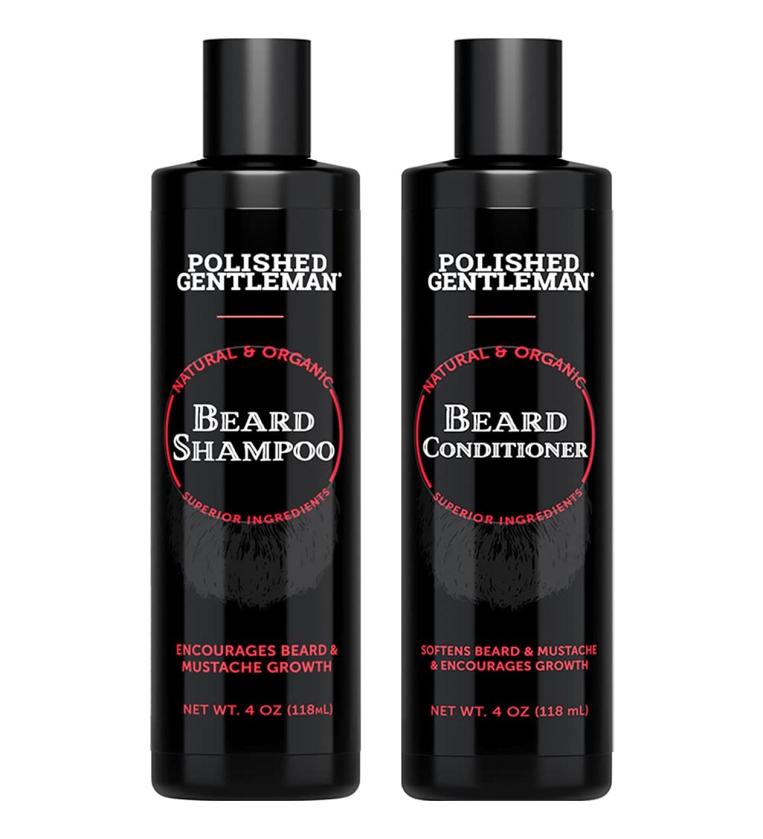Beard Growth Kit: Shampoo, Conditioner, and Oil for Men - Biotin, Tea Tree Oil - Beard Care Set (4oz x2) - Buy Online on GoSupps.com