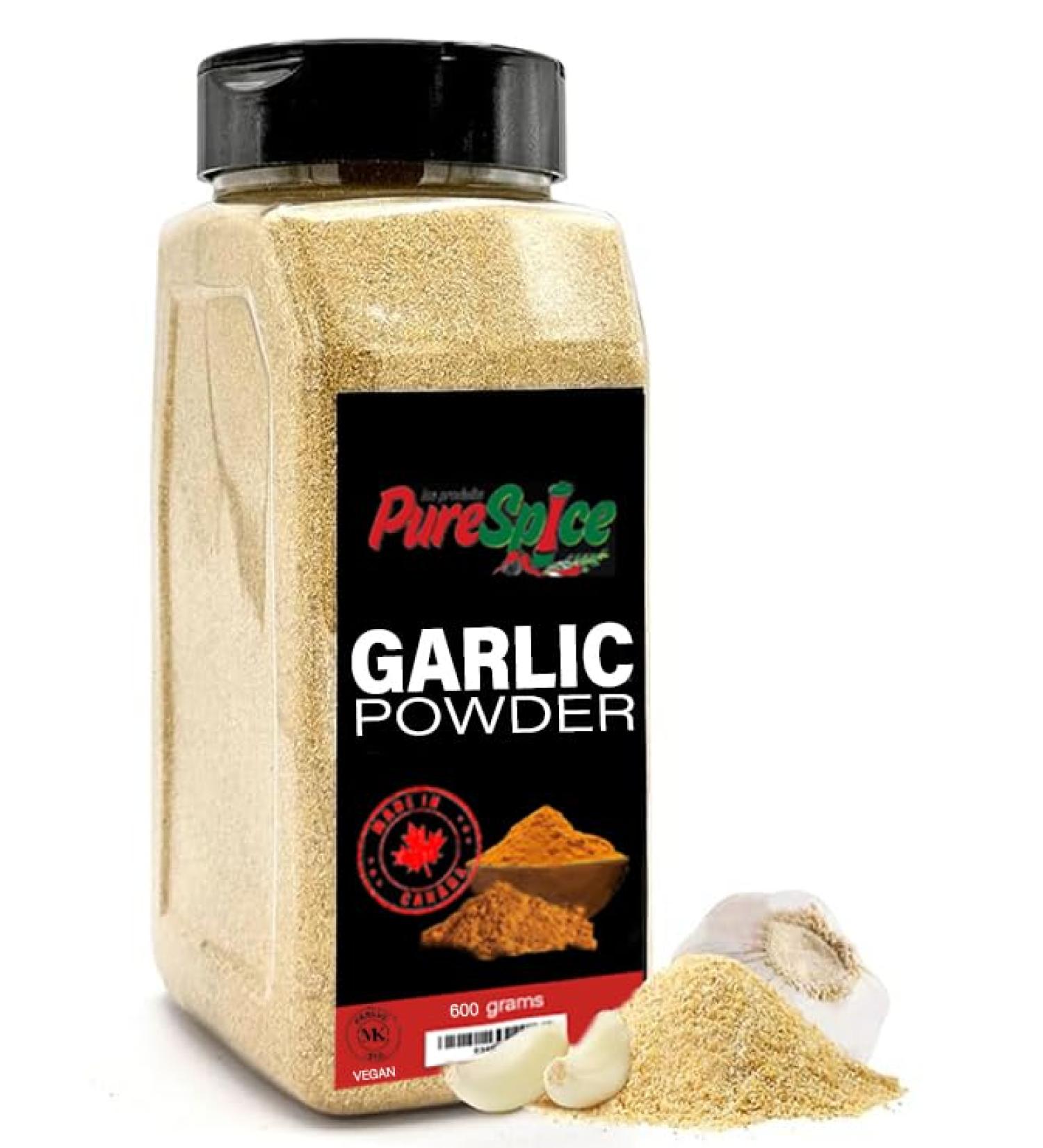 PureSpice Garlic Powder 600 Grams | Restaurant Grade Vegan Kosher Powder Seasoning | Premium Flavor for Cooking Meat Steak Rub and Sauce - Buy Online on GoSupps.com