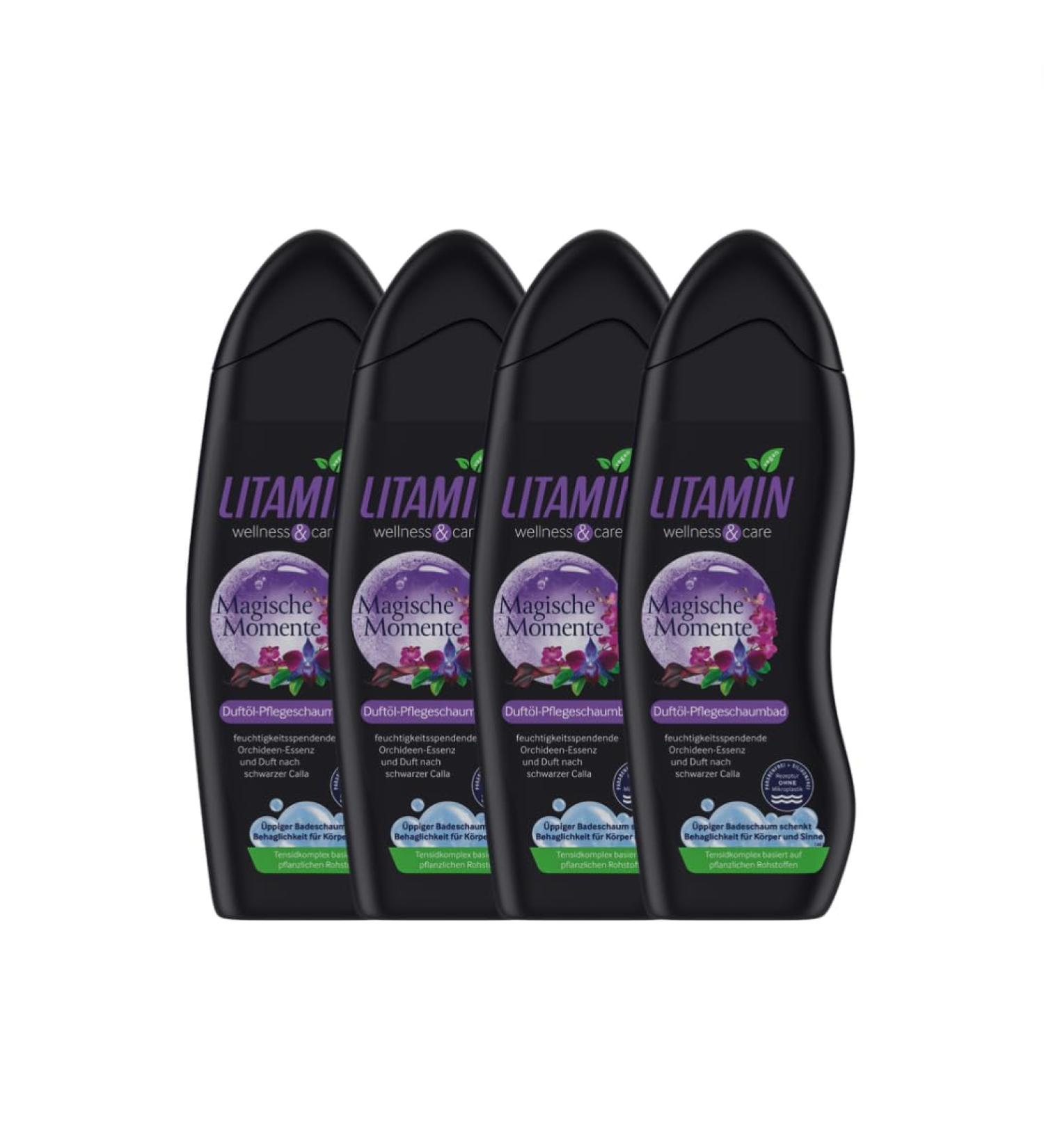 Buy 4er Set Litamin Magical Moments Fragrance Foam Bath (4x750ml) - Black Calla & Orchid Essence Eco-Friendly Paraben & Silicone-Free - Buy Online on GoSupps.com