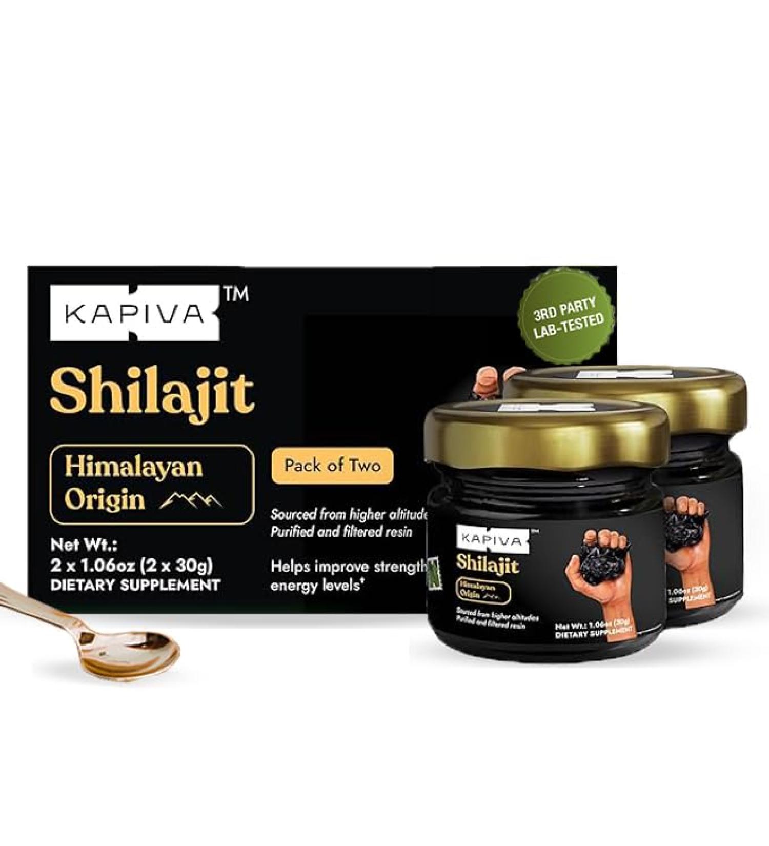 Kapiva 100% Authentic Himalayan Shilajit Resin (30gmx2), High Potency for Men & Women | 80+ Trace Minerals, Upto 70% Fulvic Acid | Authentic | Natural Energy & Immune Support 30 Gram (pack of 2) - Buy Online on GoSupps.com