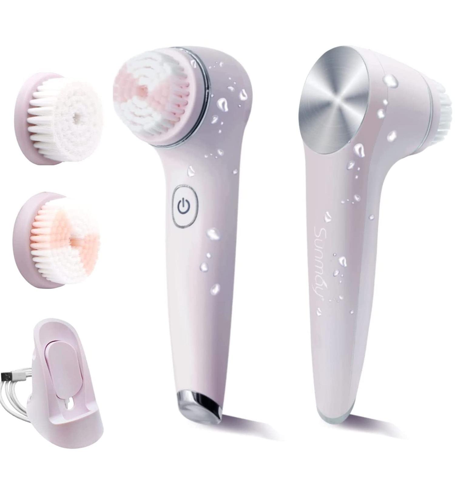 SUNMAY Electric Facial Cleansing Brush - Rechargeable Face Scrubber | IPX7 Waterproof & 4 Modes | Exfoliating and Massaging Brush Heads - Buy Online on GoSupps.com