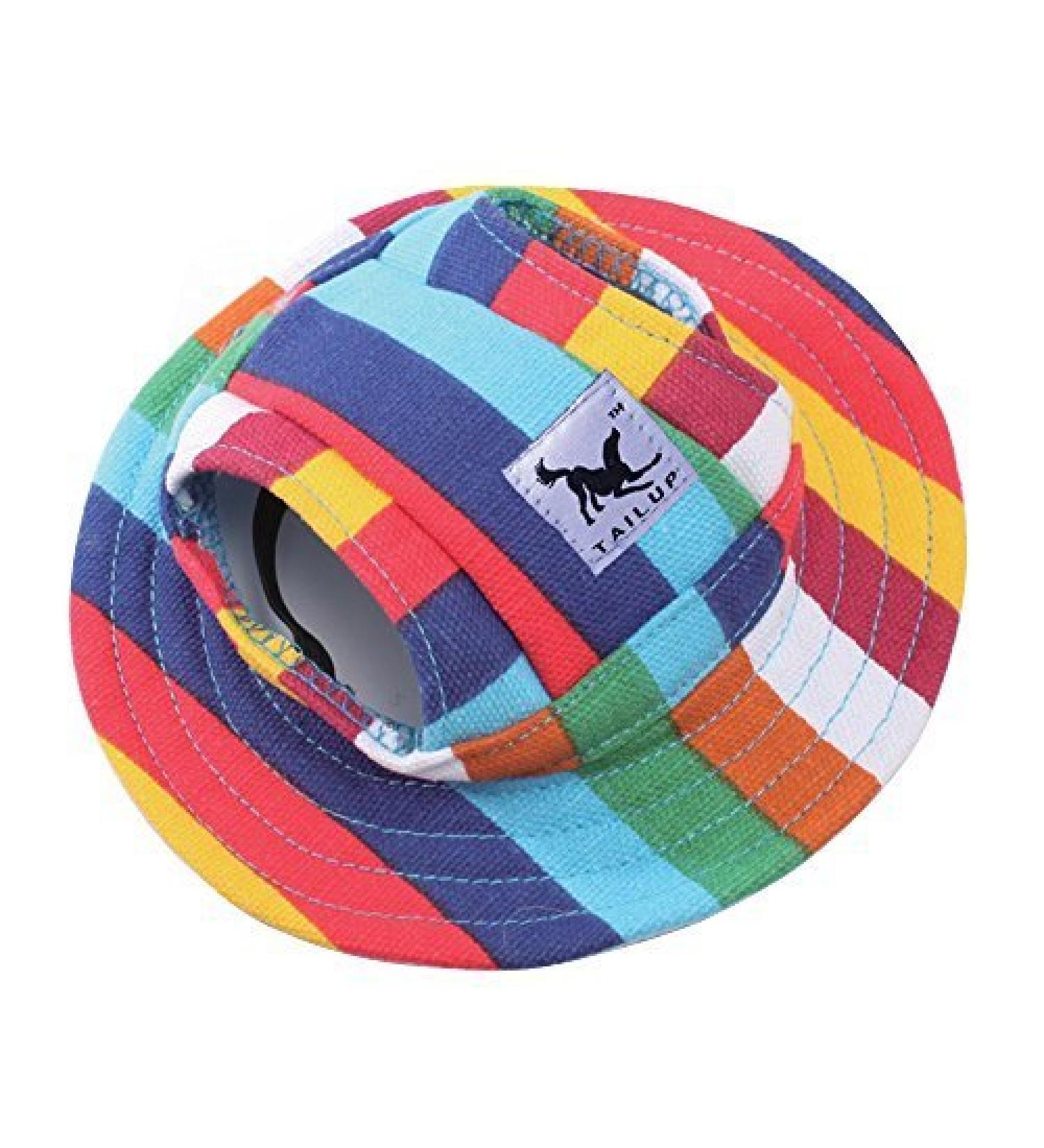 Bbeart pet hat leisure visier pet hat baseball sun hat sports cap with ear holes and chin straps for small dogs medium-sized dogs large dogs (L colorful for girls) L colorful for girls.