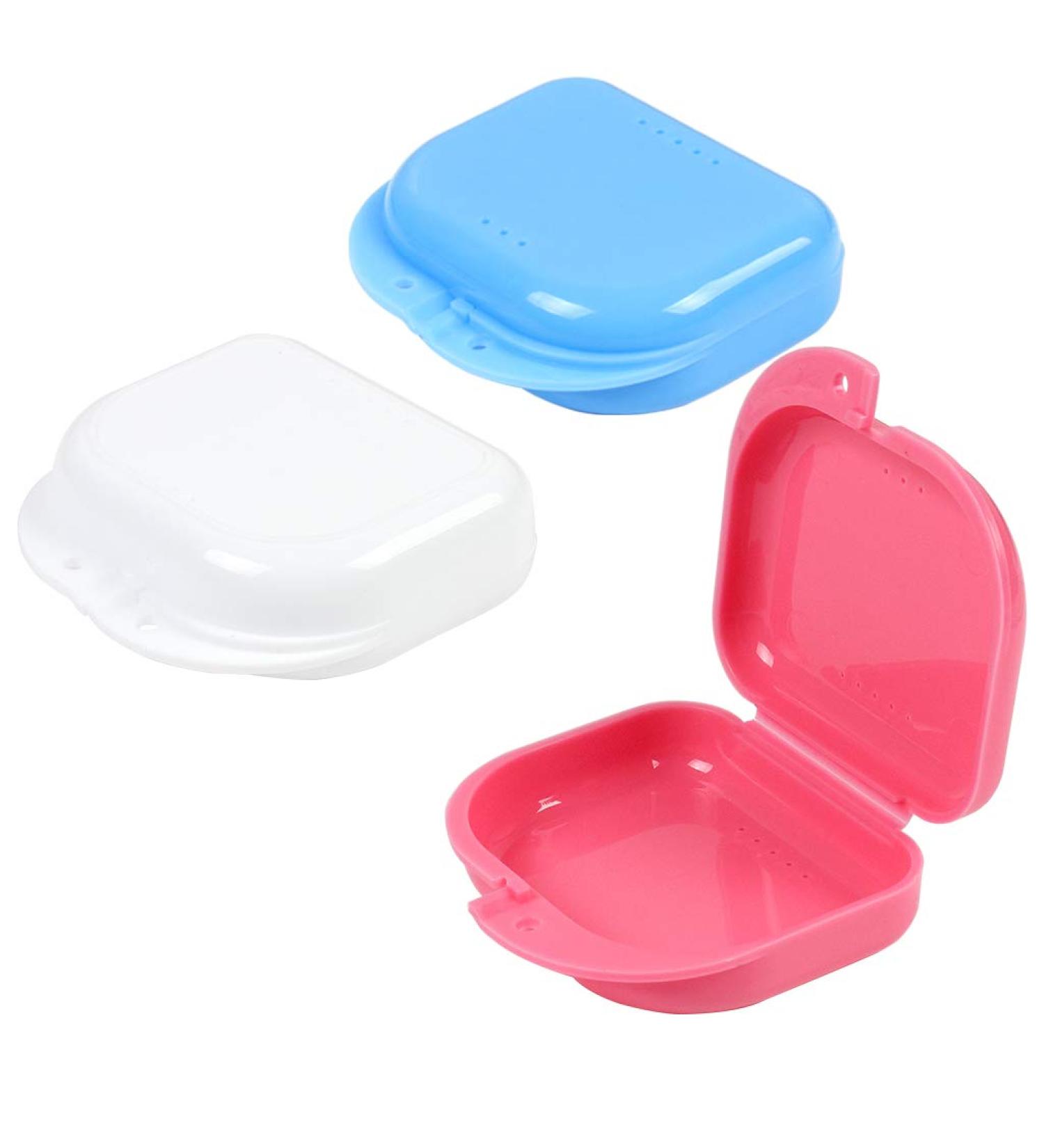 ZCDA Denture Box Retainer Case 3 Pcs Retainer Box for Braces Denture Retainer Mouth Guard Dry and Breathable (Pink White Blue) - Buy Online on GoSupps.com