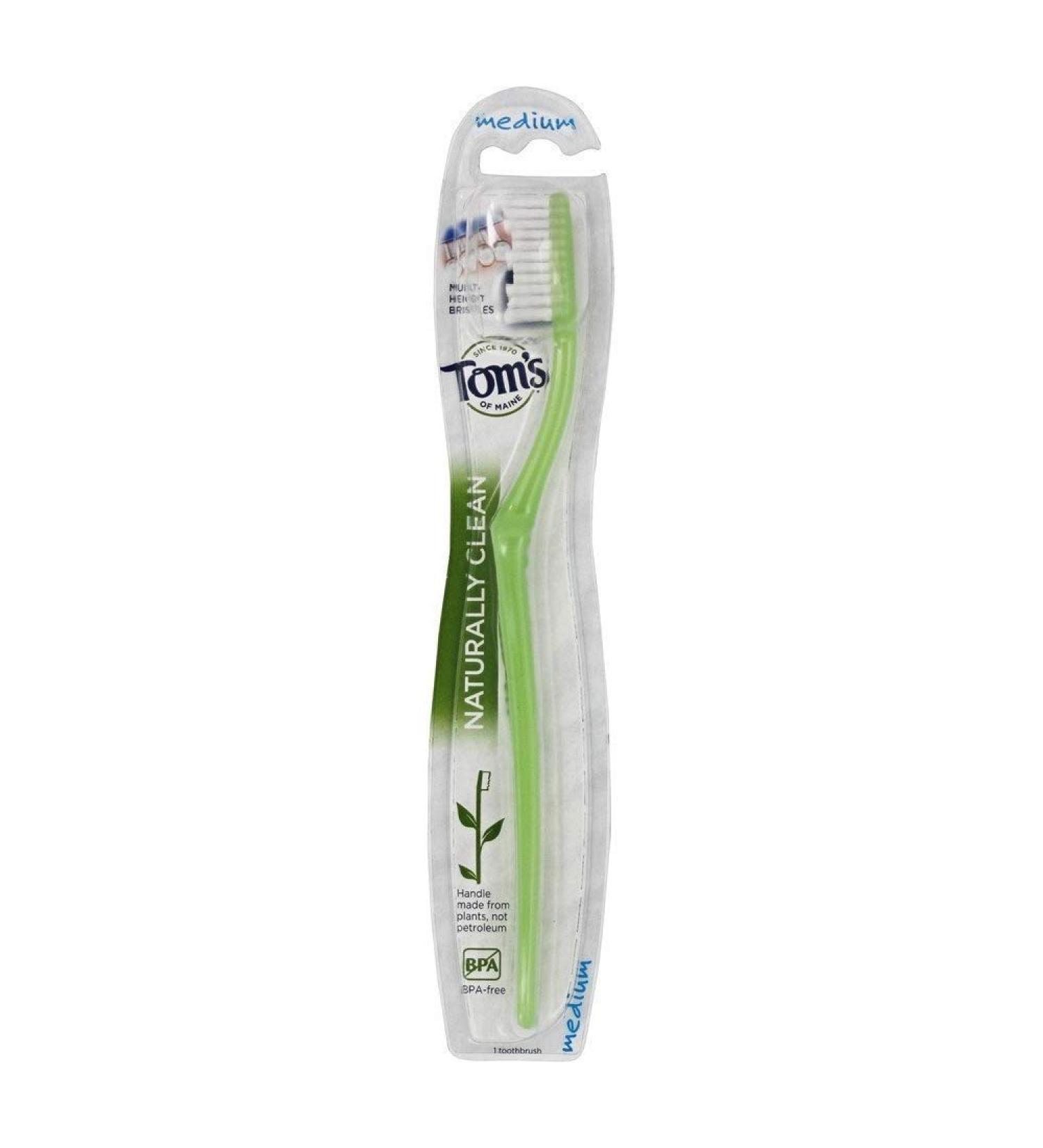 Tom's of Maine Toothbrush Naturally Clean Medium 1 ea (Pack of 2)