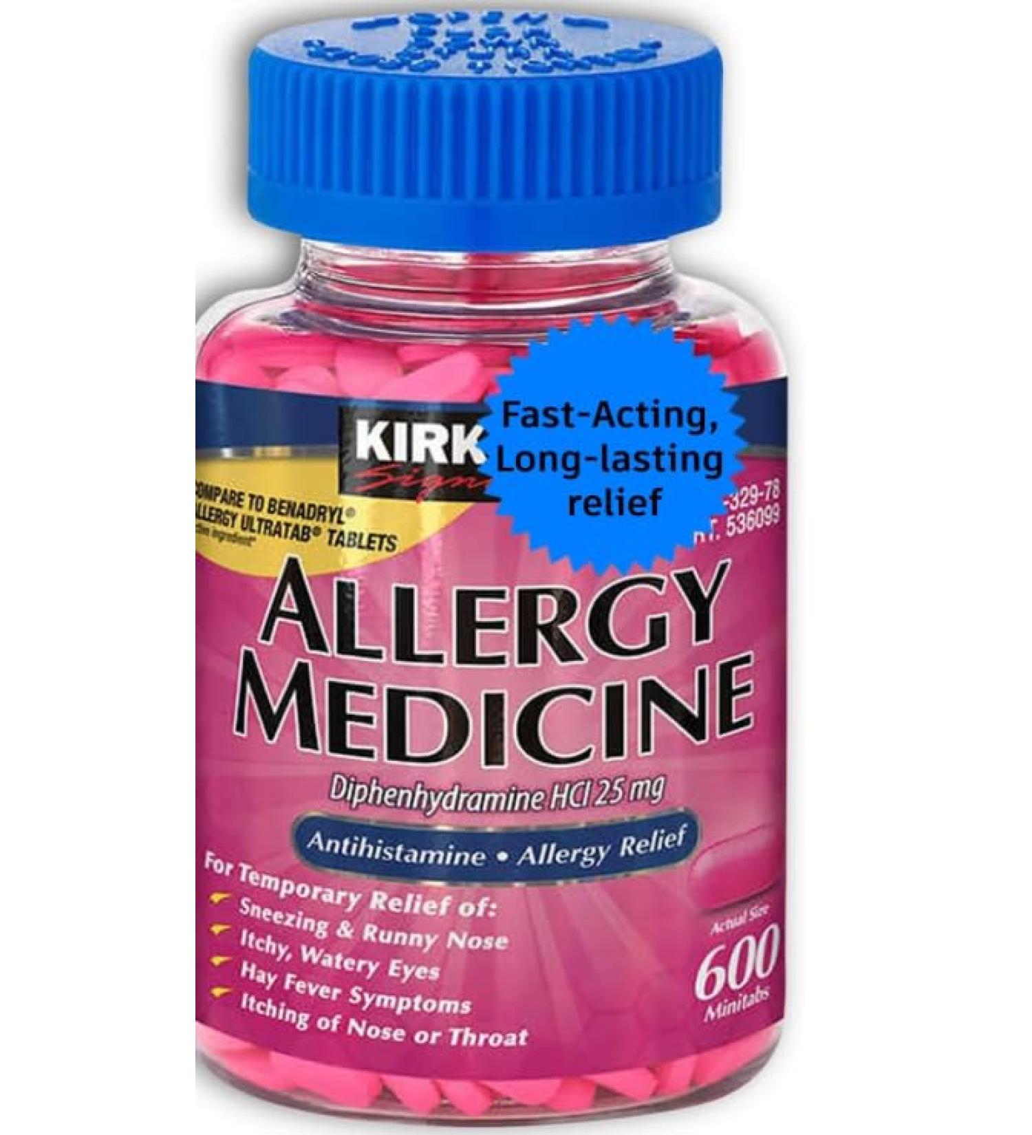 Allergy Medicine 25 mg 600 Ct (1 Pack) Compatible with Kirland Bundle with Exclusive Allergy Relief