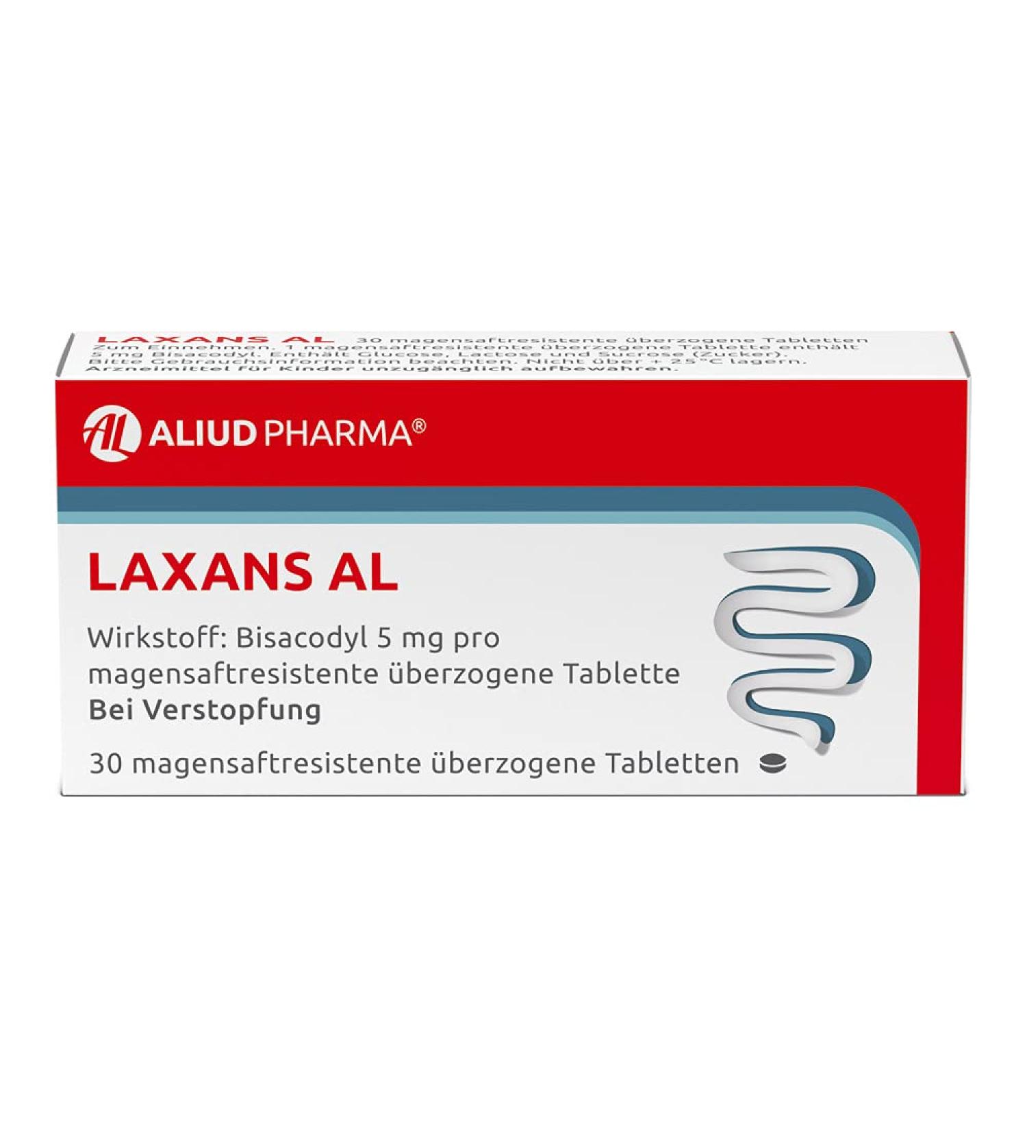 Aliud Pharma Laxans AL - 30 Tablets | Effective Bisacodyl Laxative for Constipation Relief - Fast Shipping Worldwide - Buy Online on GoSupps.com