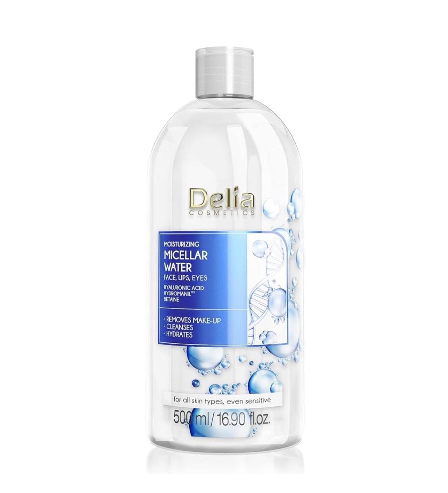 DELIA COSMETICS - micellar water - moisturizes and improves the strength of the skin - facial cleaner - deep cleaning refreshing - Hydromanil TM - Betaine - 500ml moisturizer Micellar water