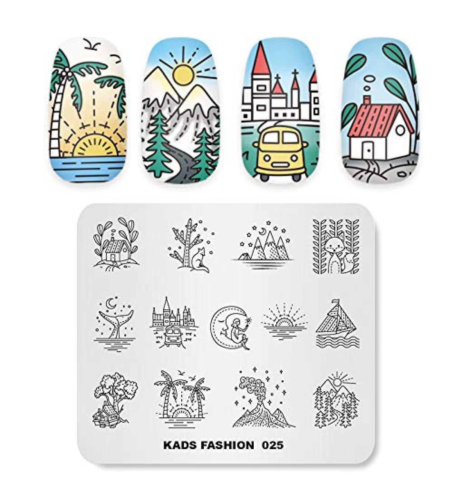 Alexnailart Nail Stamping Printing Plate Template Image Plate Stamper Scraper Starry sky Moon Tree Pattern Nail Art Decoration DIY Print Manicure Design FA025 - Buy Online on GoSupps.com