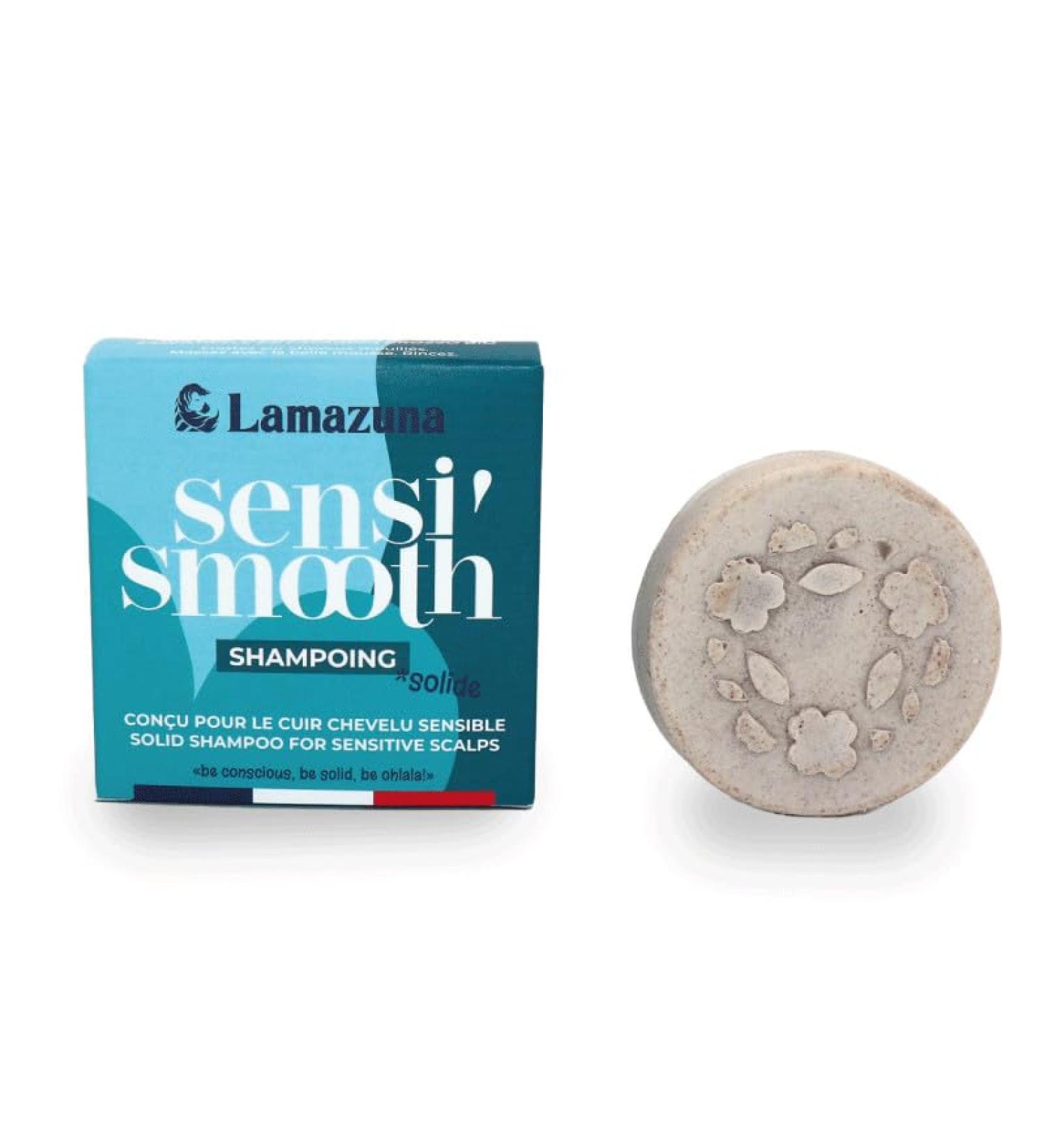 LAMAZUNA - Solid shampoo - Sensitive scalp - Peony powder - Generous foam - Zero waste - Vegan - Made in France - ideal for travel - 70g