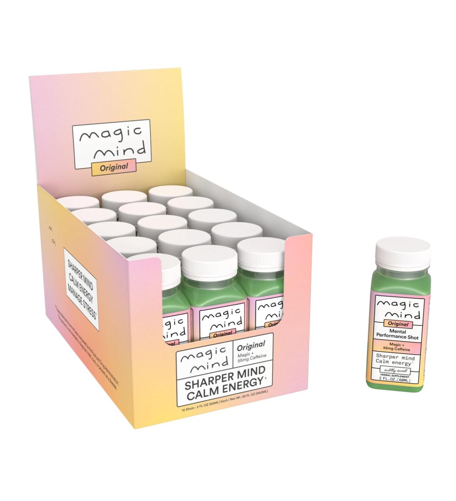 Magic Mind Energy And Focus Drink Shots - Stress Relieving No Jitters Ashwagandha Vitamin B12 Vitamin C Matcha Green Tea Functional Mushrooms - 2 FL Oz (15 Pack) - Buy Online on GoSupps.com